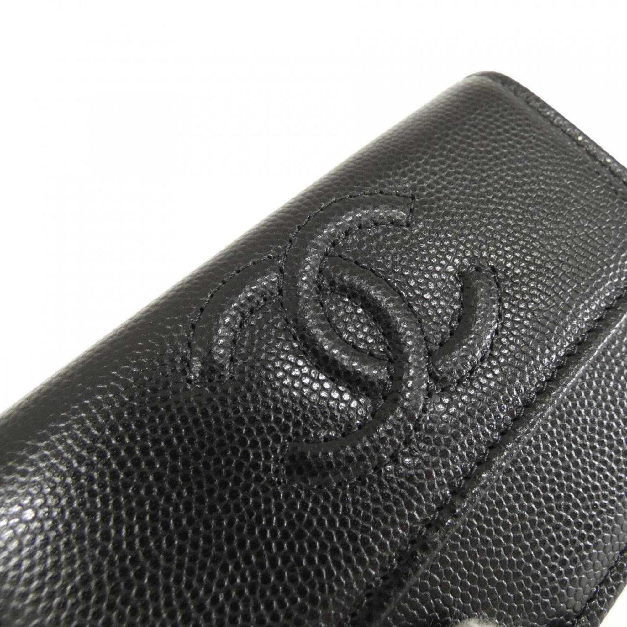 Chanel Black Grained Calfskin Wallet (Tri-Fold) (Pre-Owned)