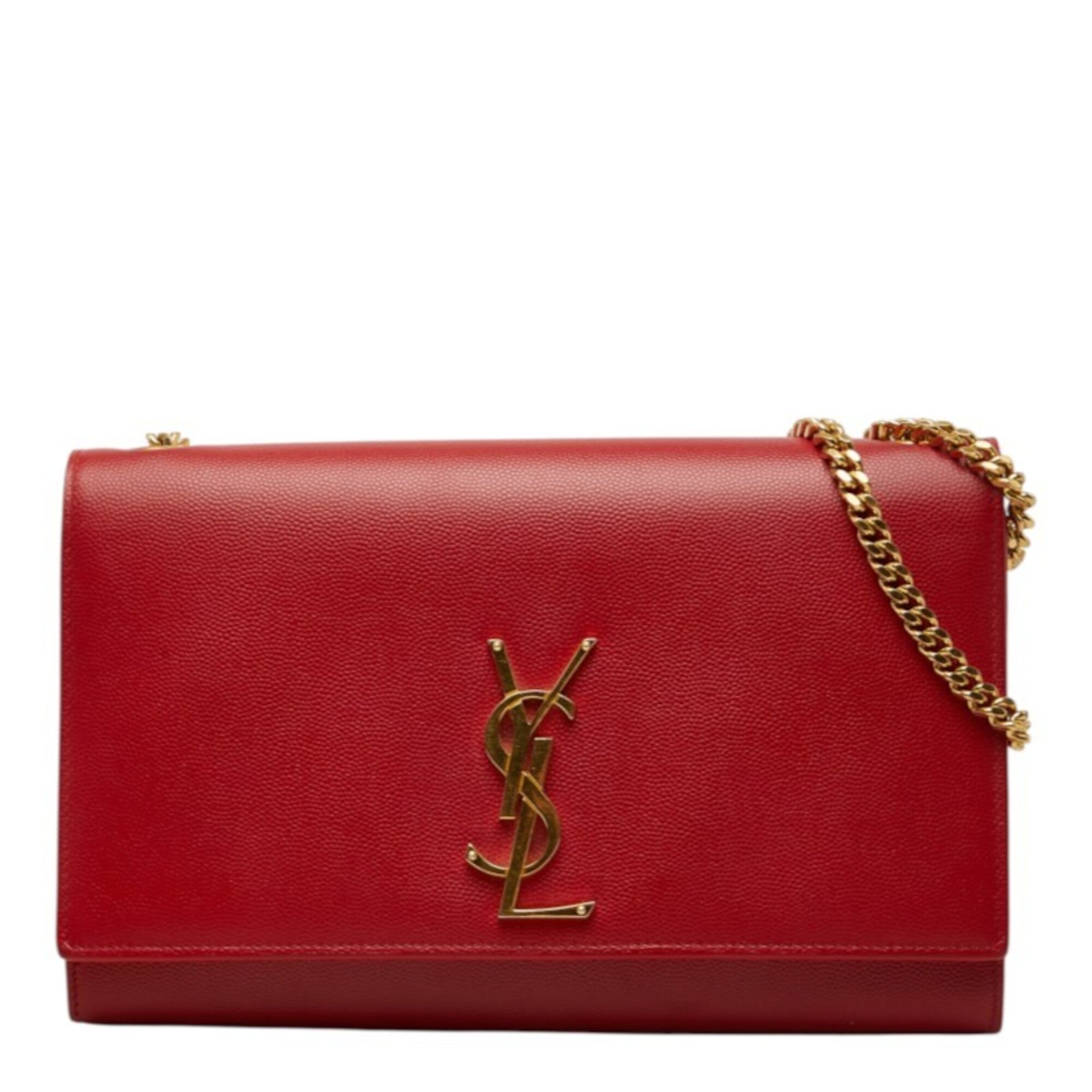 Saint Laurent Gold Red Color Leather Shoulder Bag (Pre-Owned)