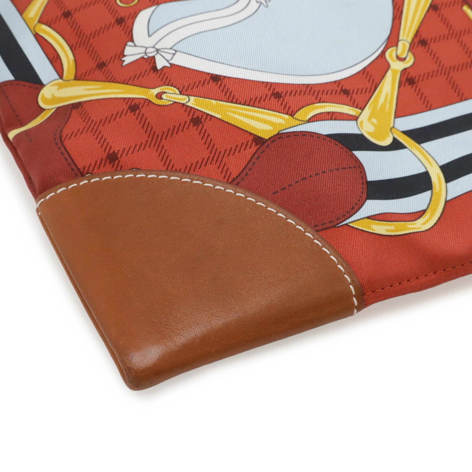 Hermes Brown Multi-Color Silk Leather Pouch Shoulder Bag (Pre-Owned)
