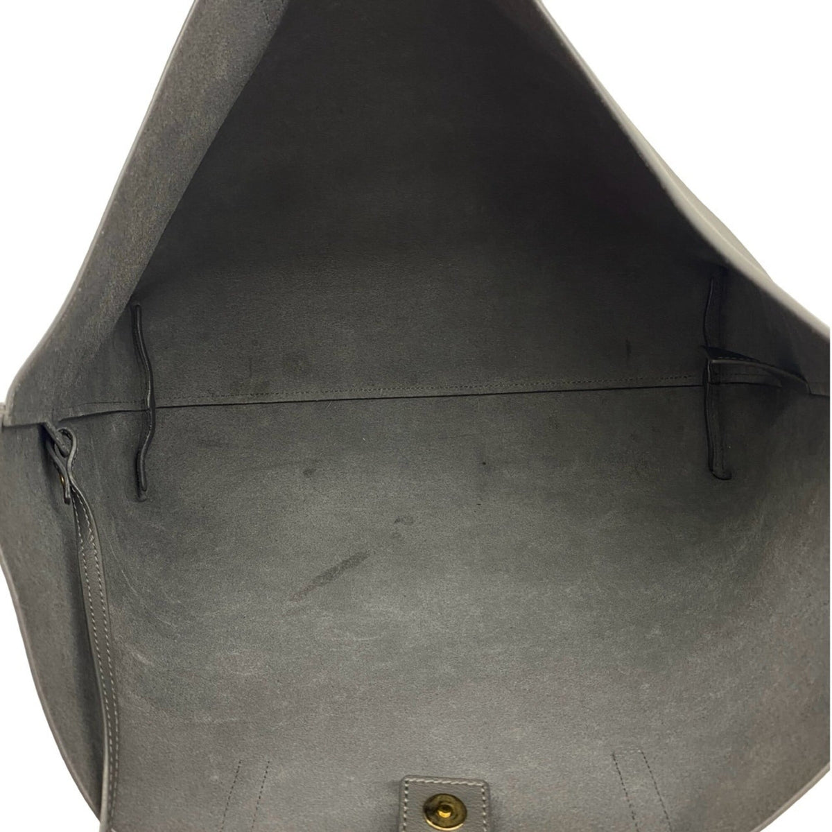 Yves Saint Laurent Gray Leather Handbag Pouch Shopping Bag Tote Bag (Pre-Owned)