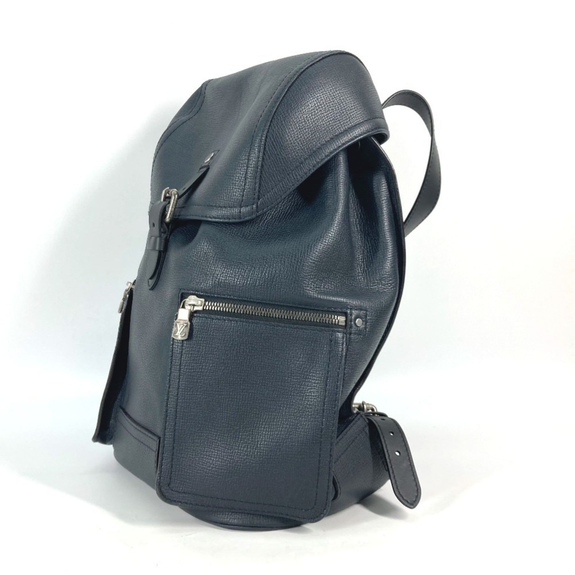 Louis Vuitton Black Navy Navy Blue Utah Leather Backpack (Pre-Owned)