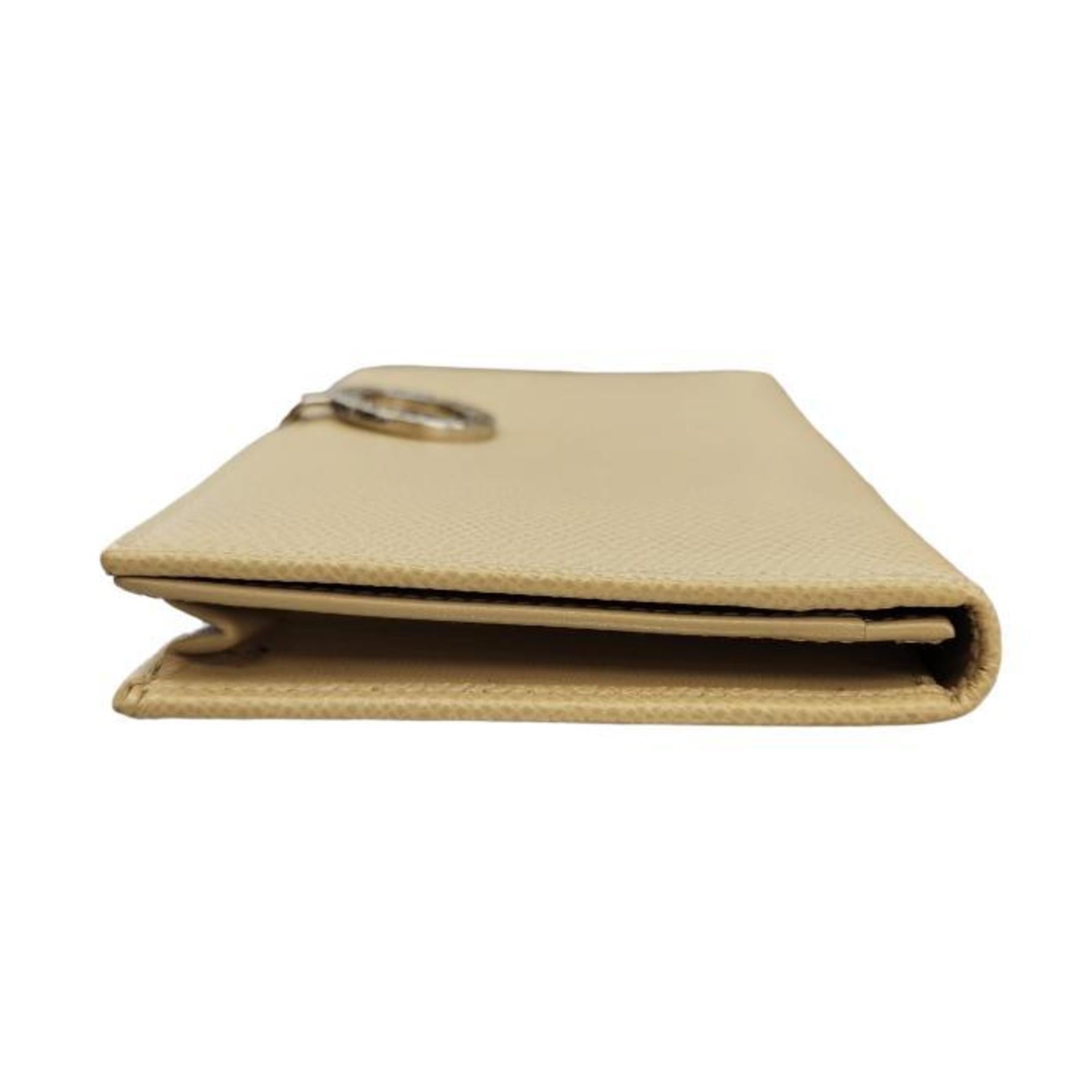 Bvlgari Beige Leather Long Wallet (Bi-Fold) (Pre-Owned)