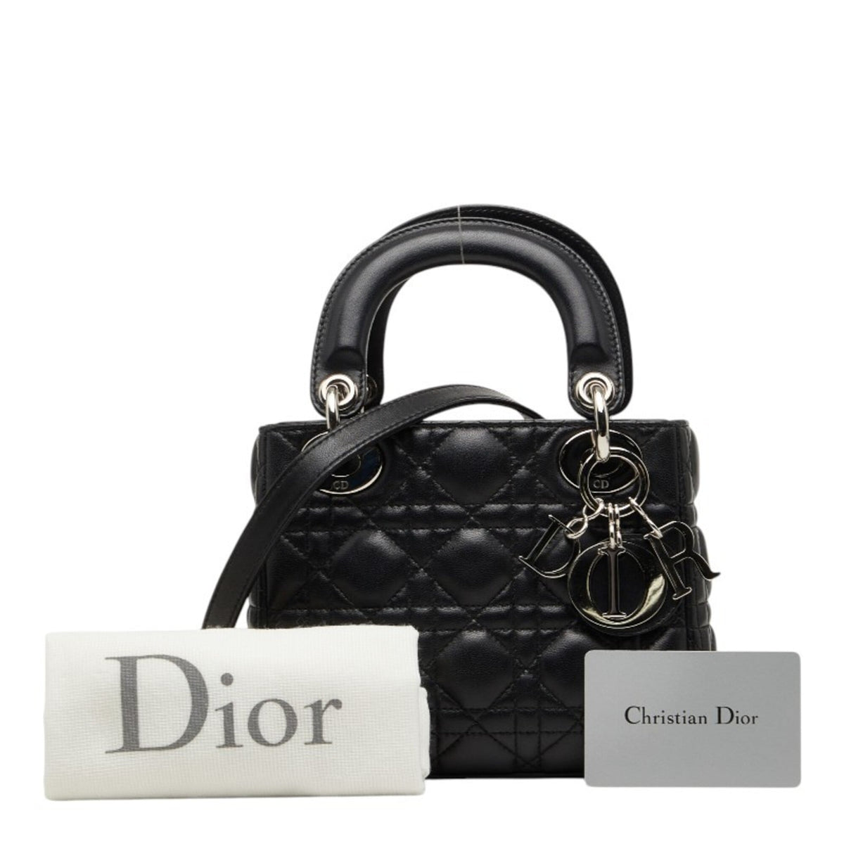Christian Dior Black Leather Handbag Shoulder Bag (Pre-Owned)