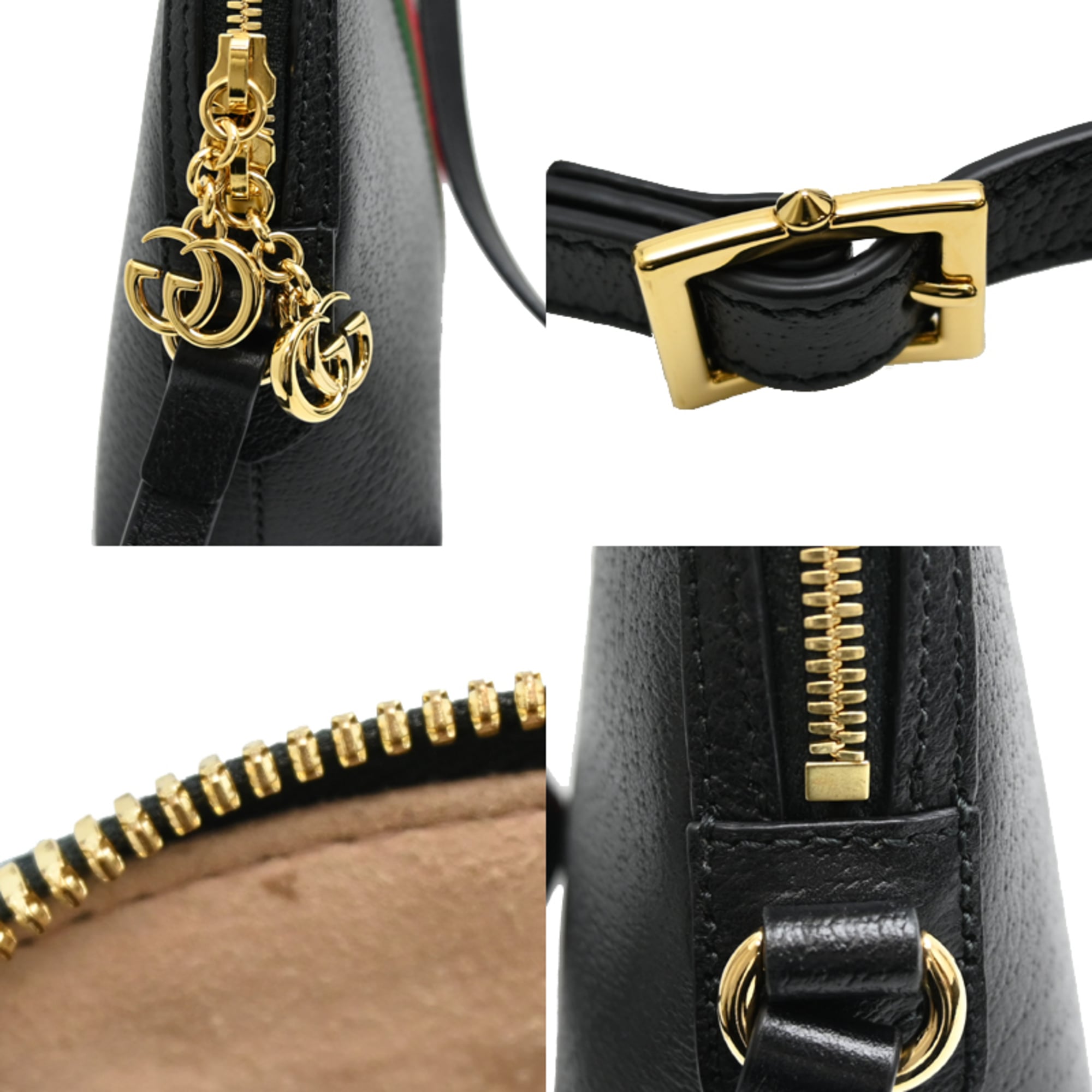 Gucci Black Multi-Color Leather Canvas Shoulder Bag (Pre-Owned)