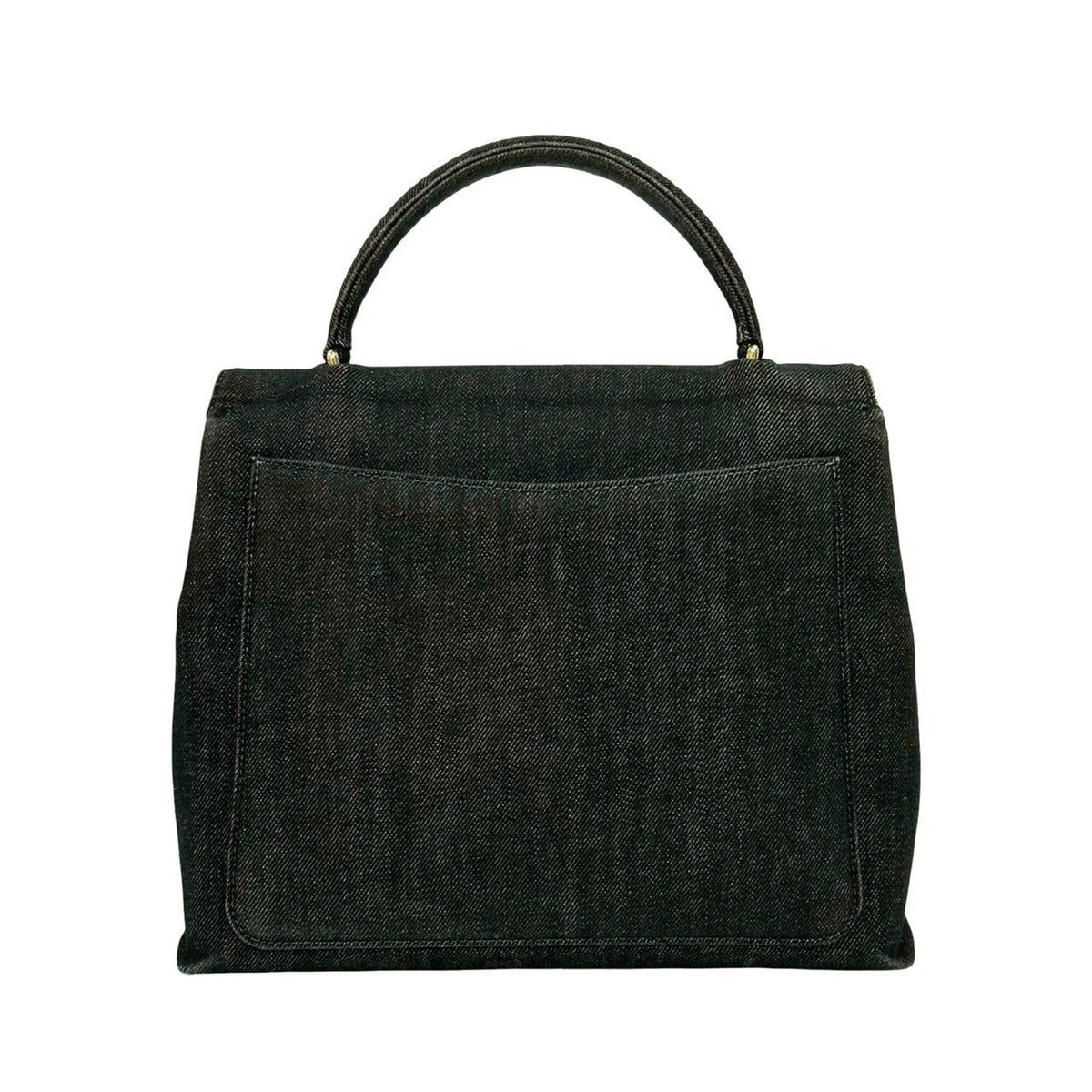 Chanel Black Cotton Leather Handbag Tote Bag (Pre-Owned)