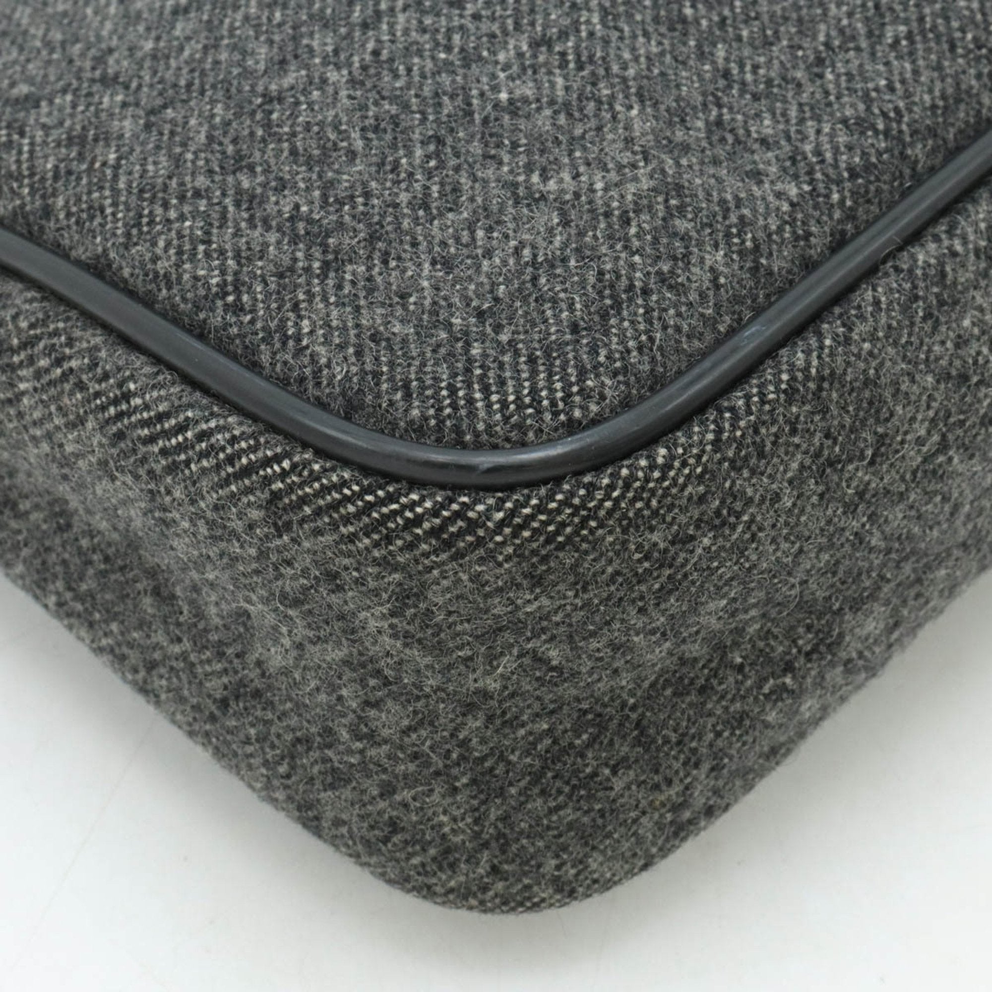 Prada Black Dark Gray Wool Nylon Handbag (Pre-Owned)
