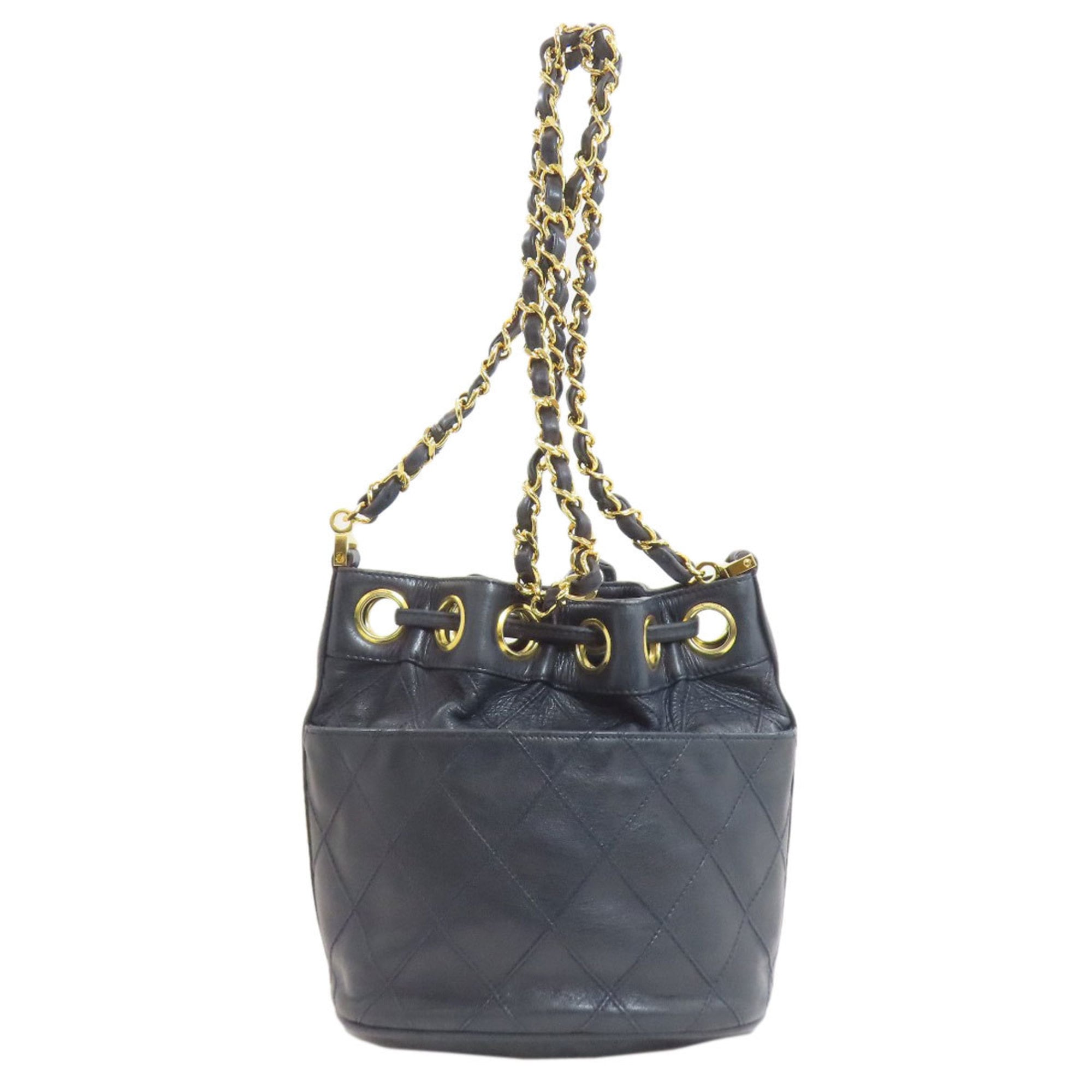 Chanel Navy Leather Pouch Shoulder Bag (Pre-Owned)