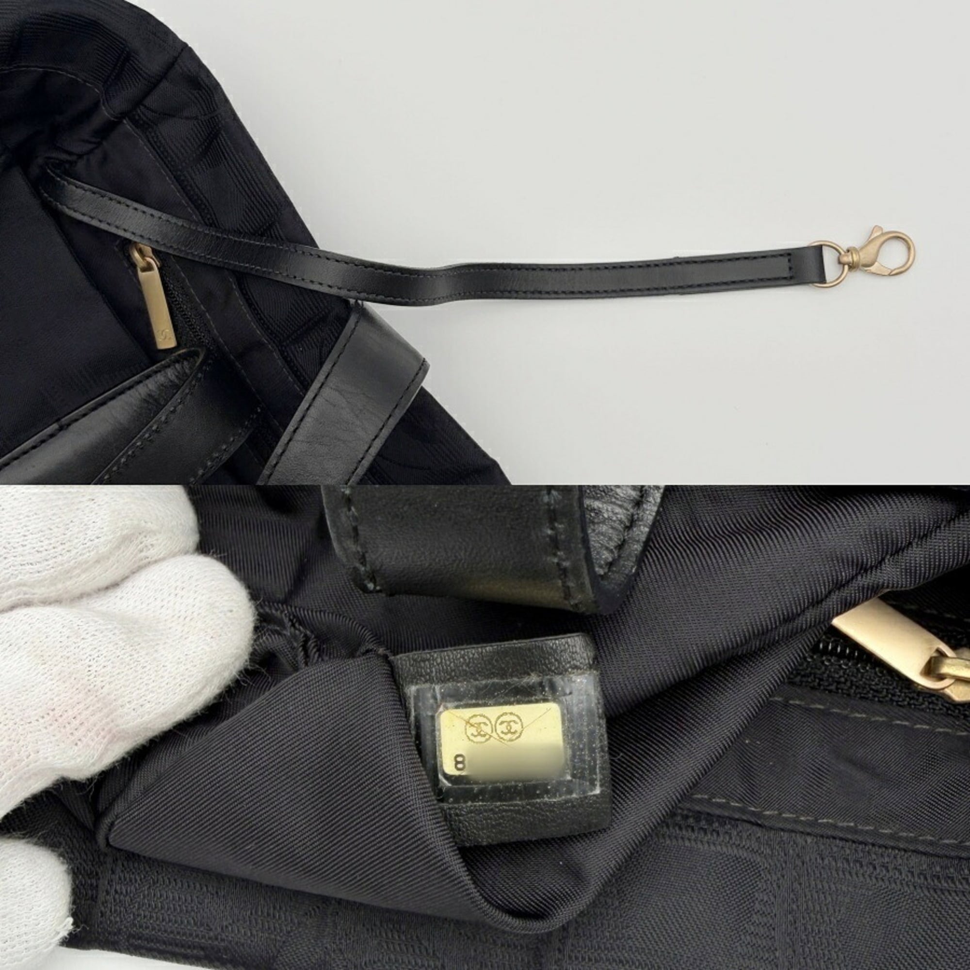 Chanel Black Nylon Jacquard Leather Tote Bag (Pre-Owned)