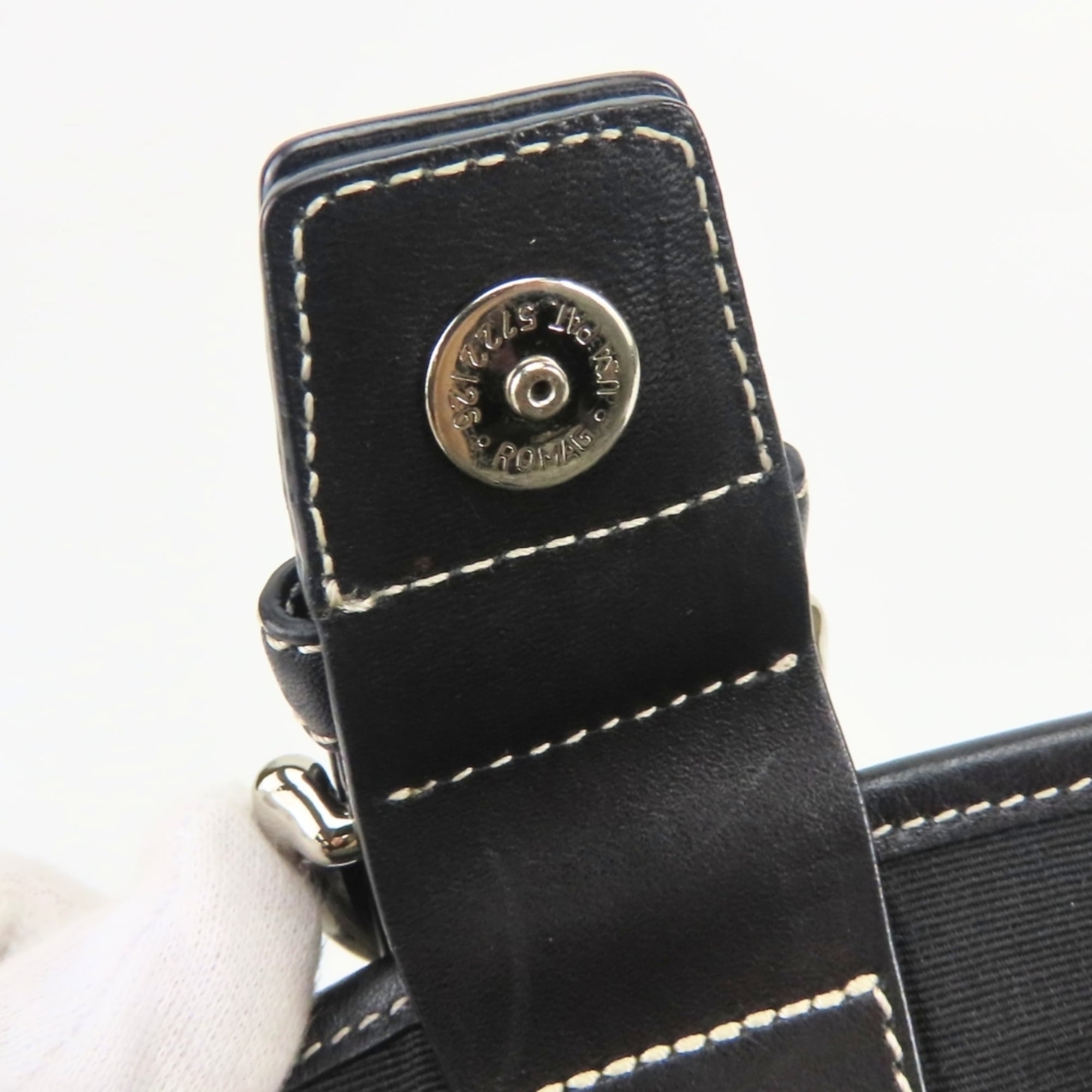Coach Black Gray Signature Line Shoulder Bag (Pre-Owned)