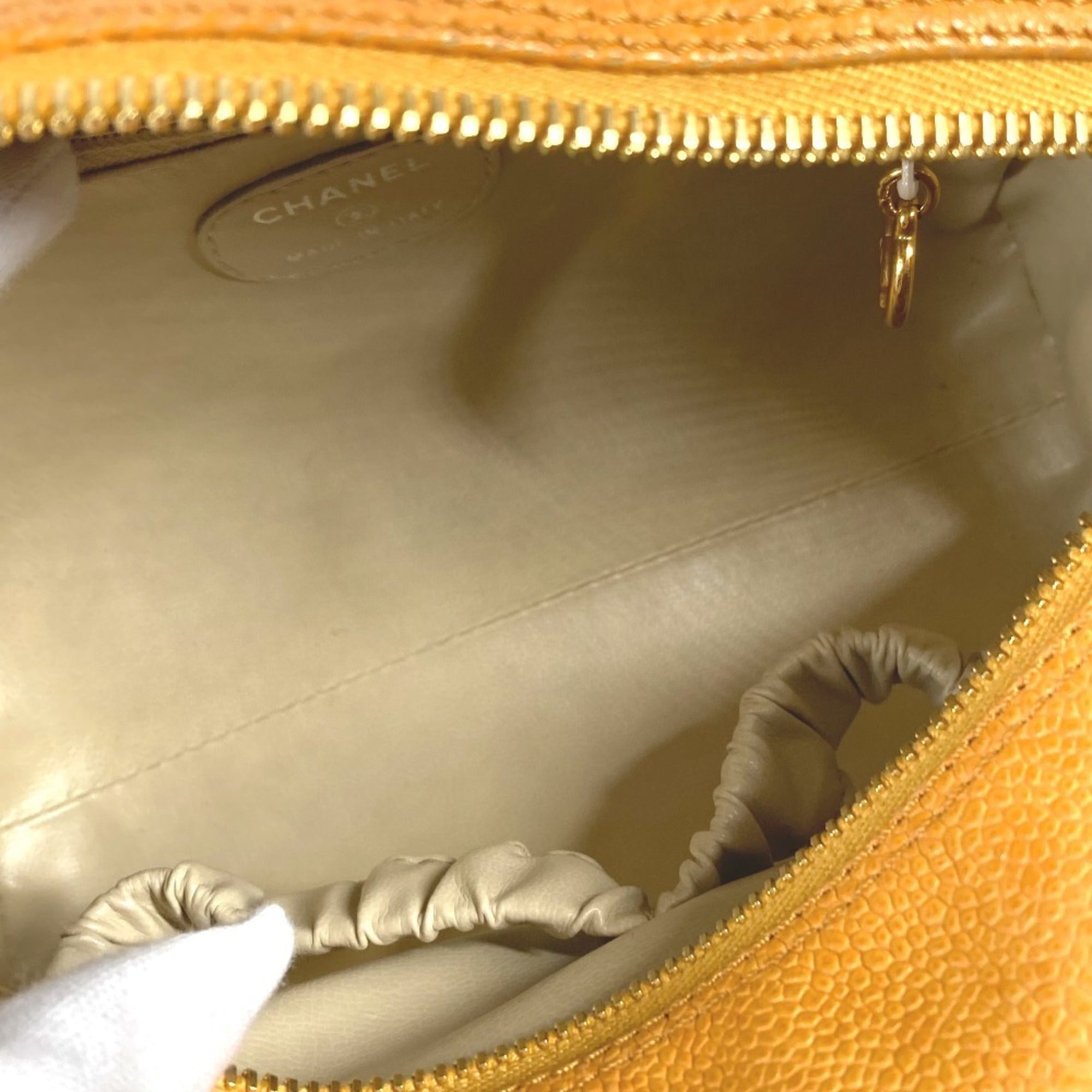 Chanel Orange Yellow Grained Calfskin Pouch (Pre-Owned)