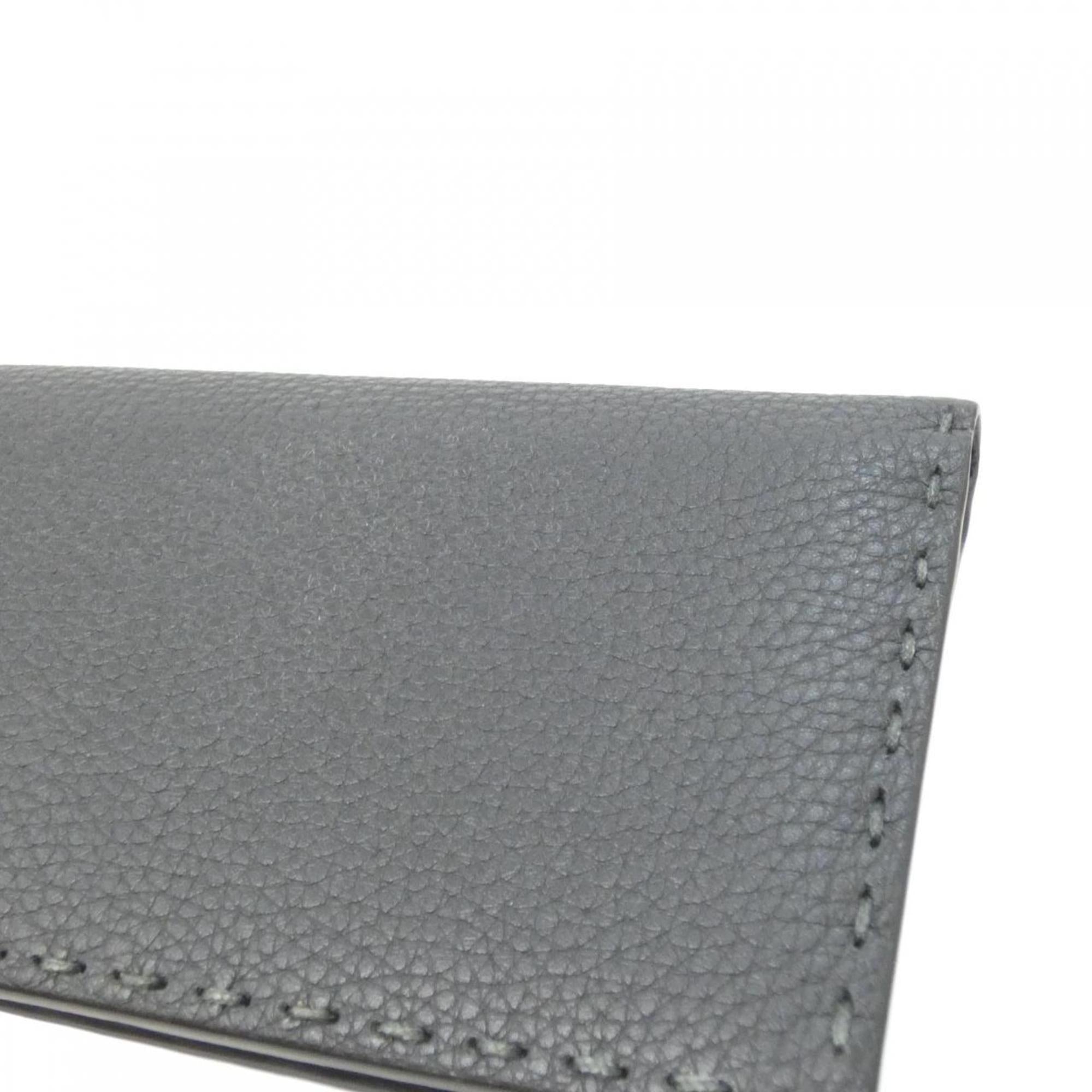 Fendi Gray Leather Long Wallet (Bi-Fold) (Pre-Owned)