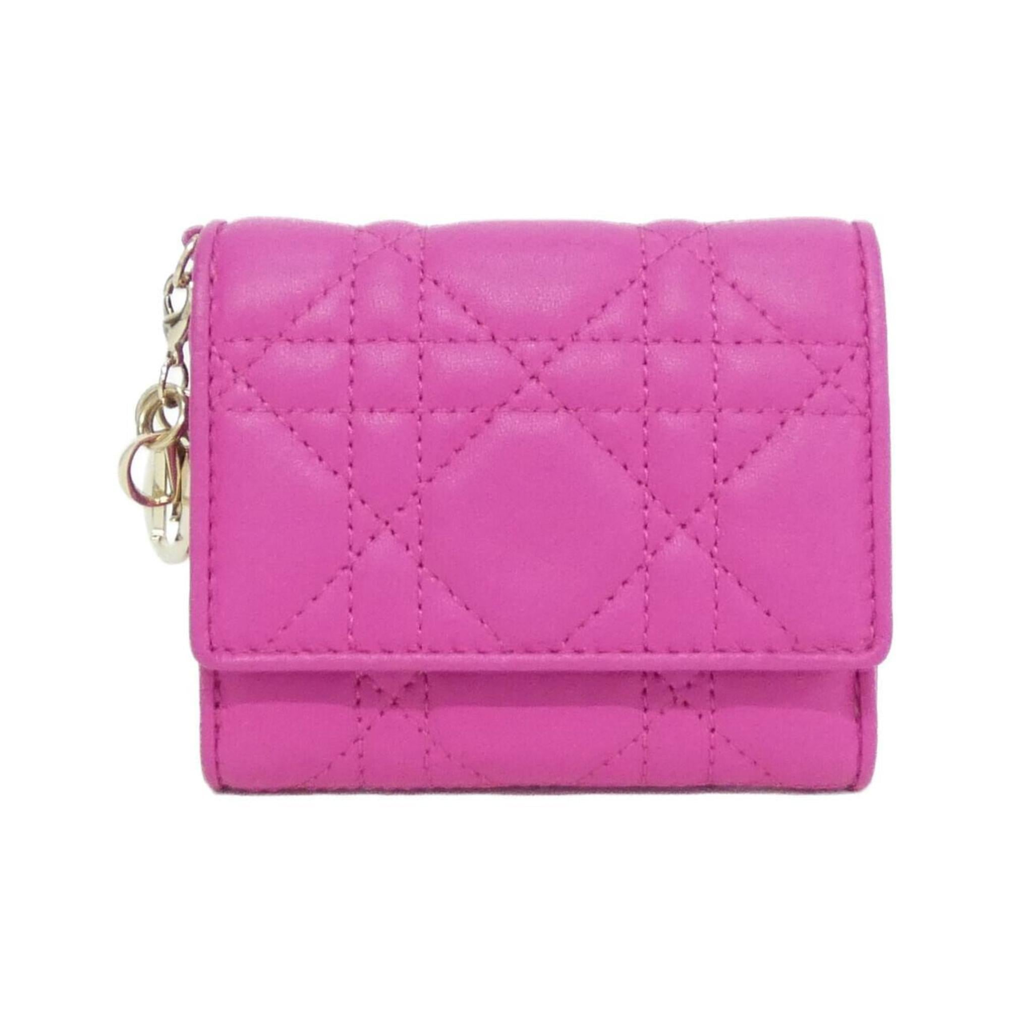 Christian Dior Pink Leather Wallet (Tri-Fold) (Pre-Owned)