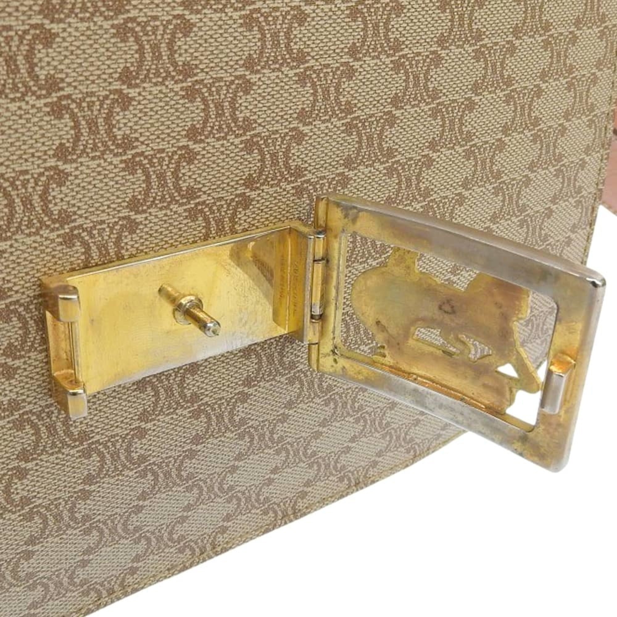 Celine Macadam Beige Coated Canvas Shoulder Bag (Pre-Owned)