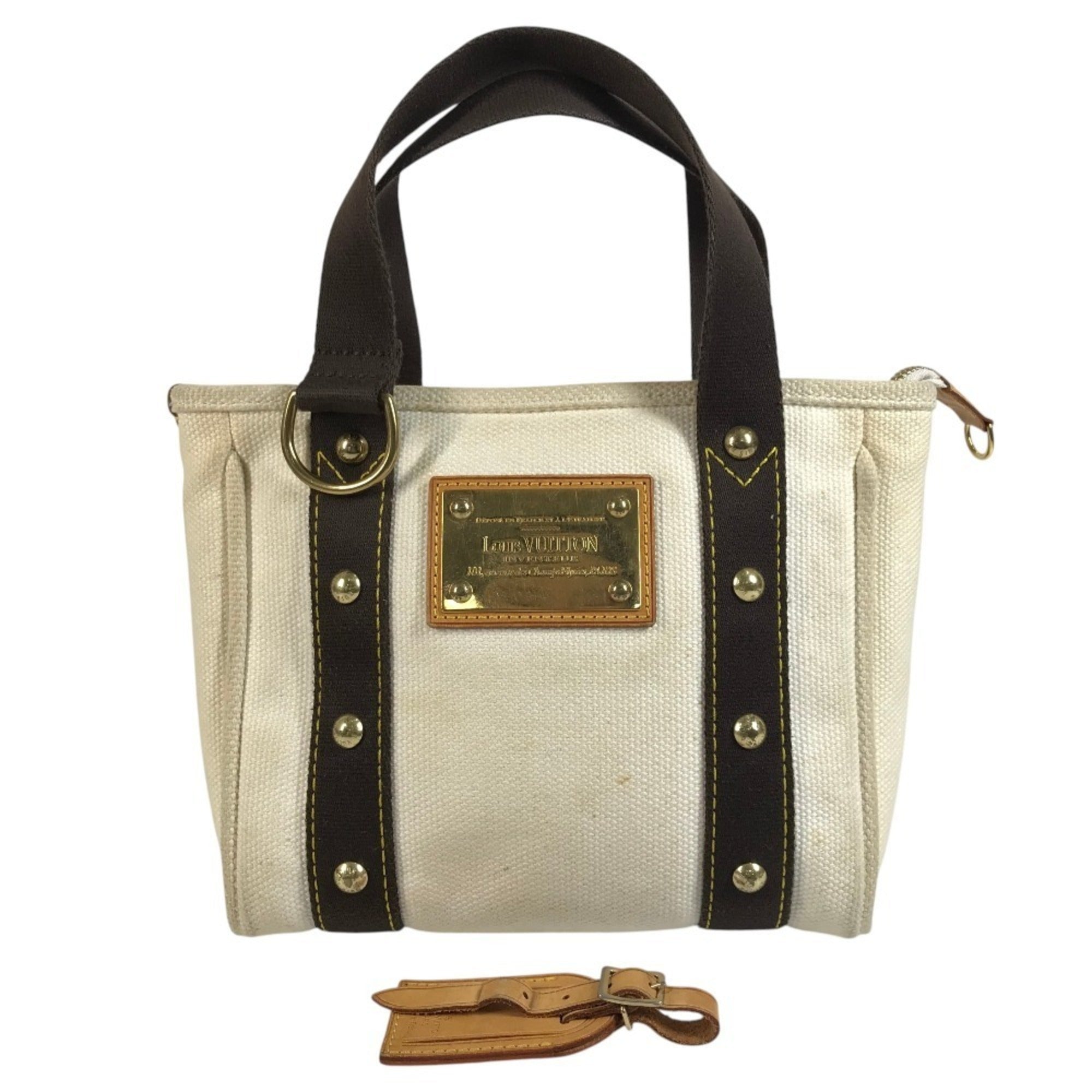Louis Vuitton Antigua Brown White Canvas Handbag Tote Bag (Pre-Owned)