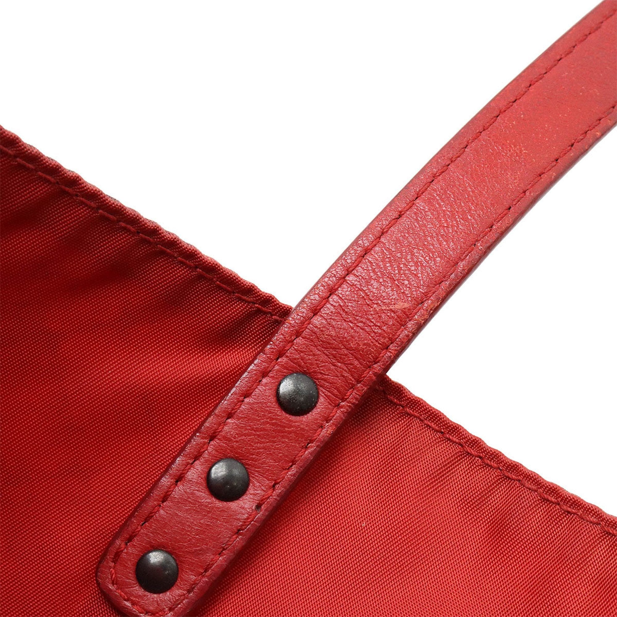Bottega Veneta Red Color Nylon Tote Bag (Pre-Owned)