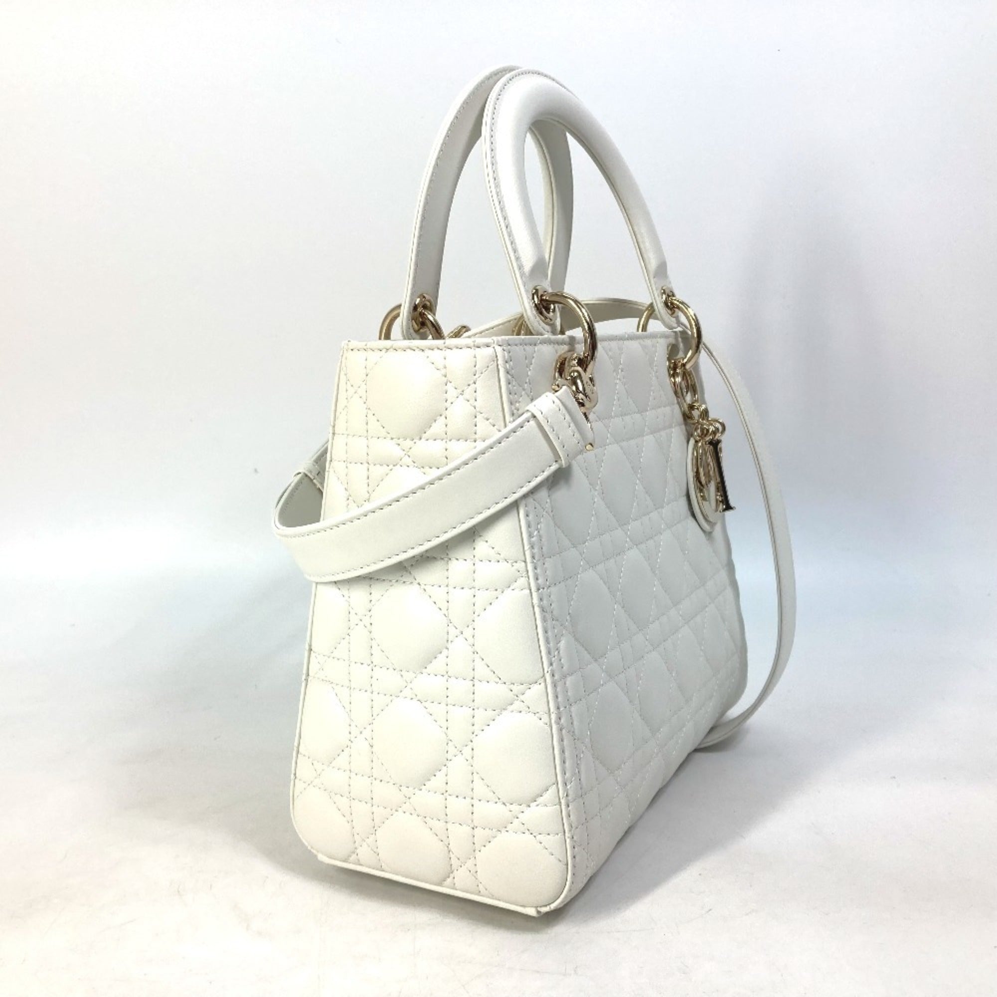 Christian Dior White Leather Handbag Shoulder Bag (Pre-Owned)
