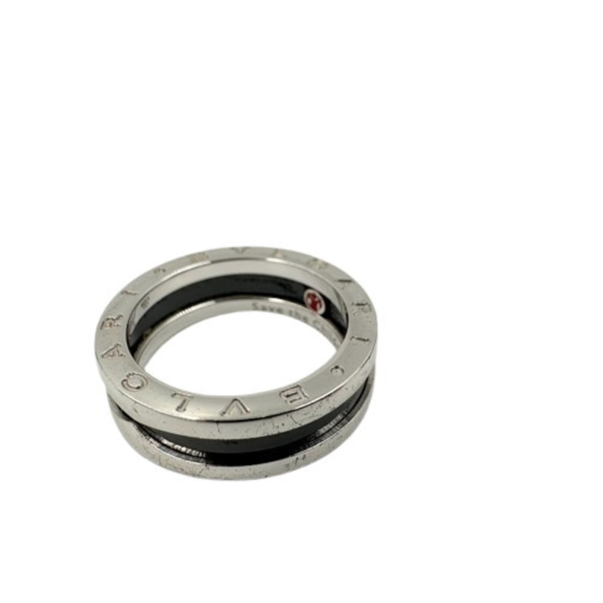 Bvlgari Silver Black Ceramic Silver 925 Band Ring (Pre-Owned)