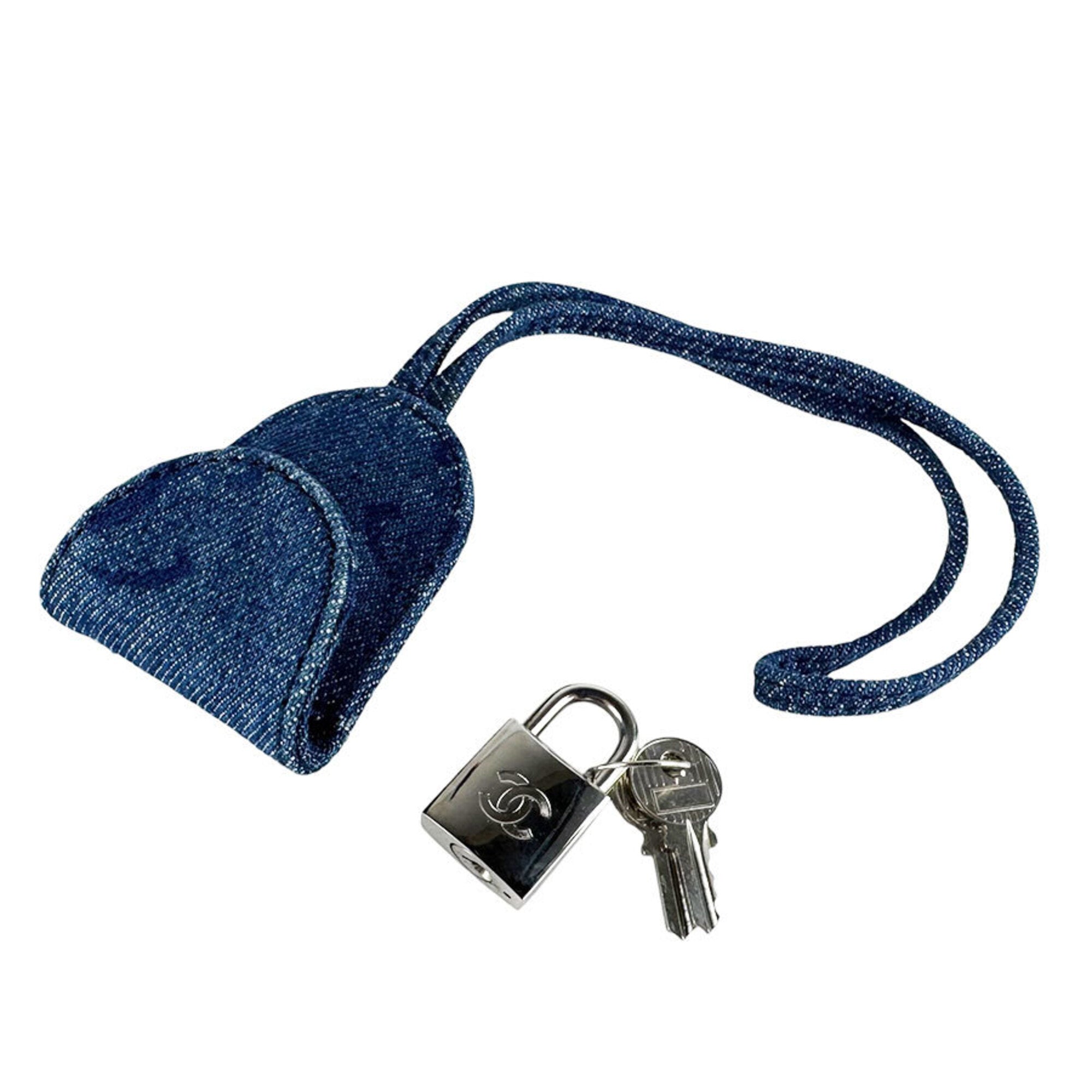 Chanel Blue Denim Shoulder Bag Vanity Bag (Pre-Owned)