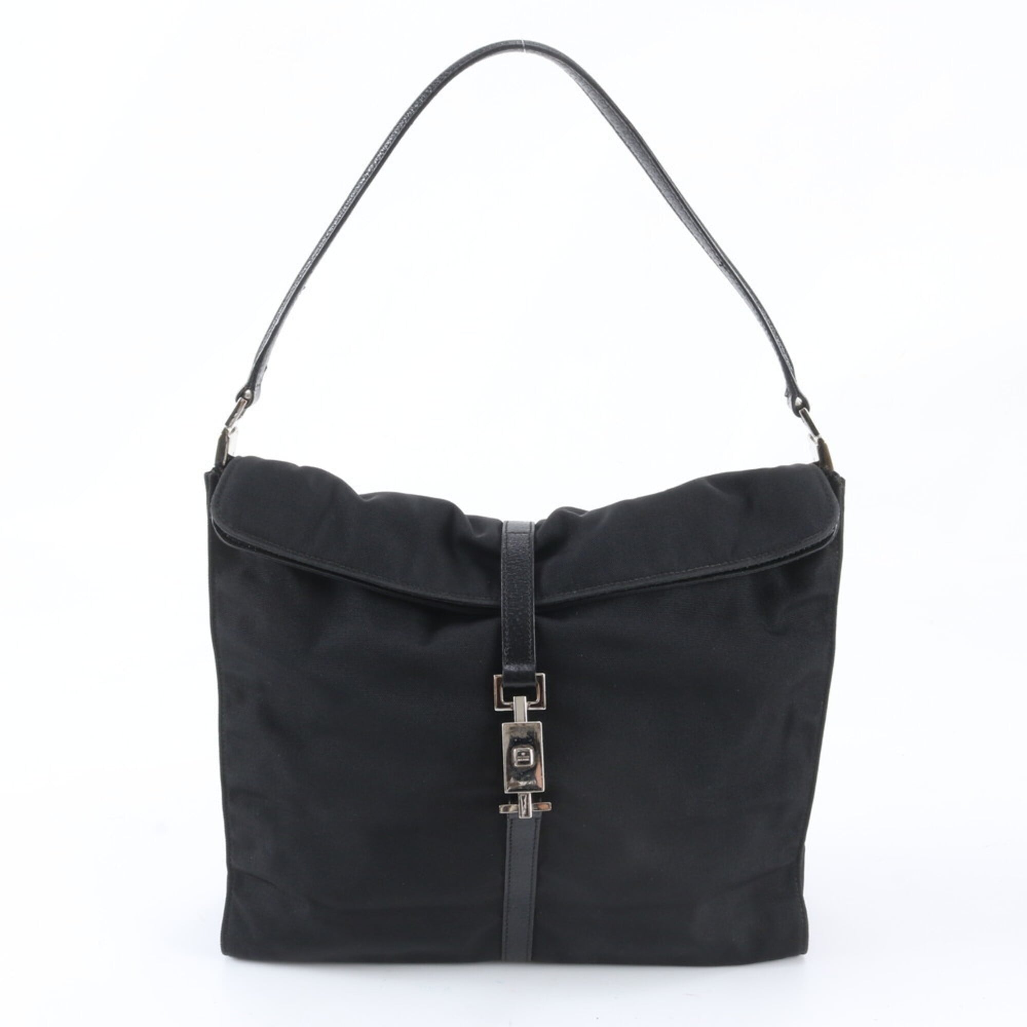 Gucci Black Leather Nylon Handbag Shoulder Bag (Pre-Owned)