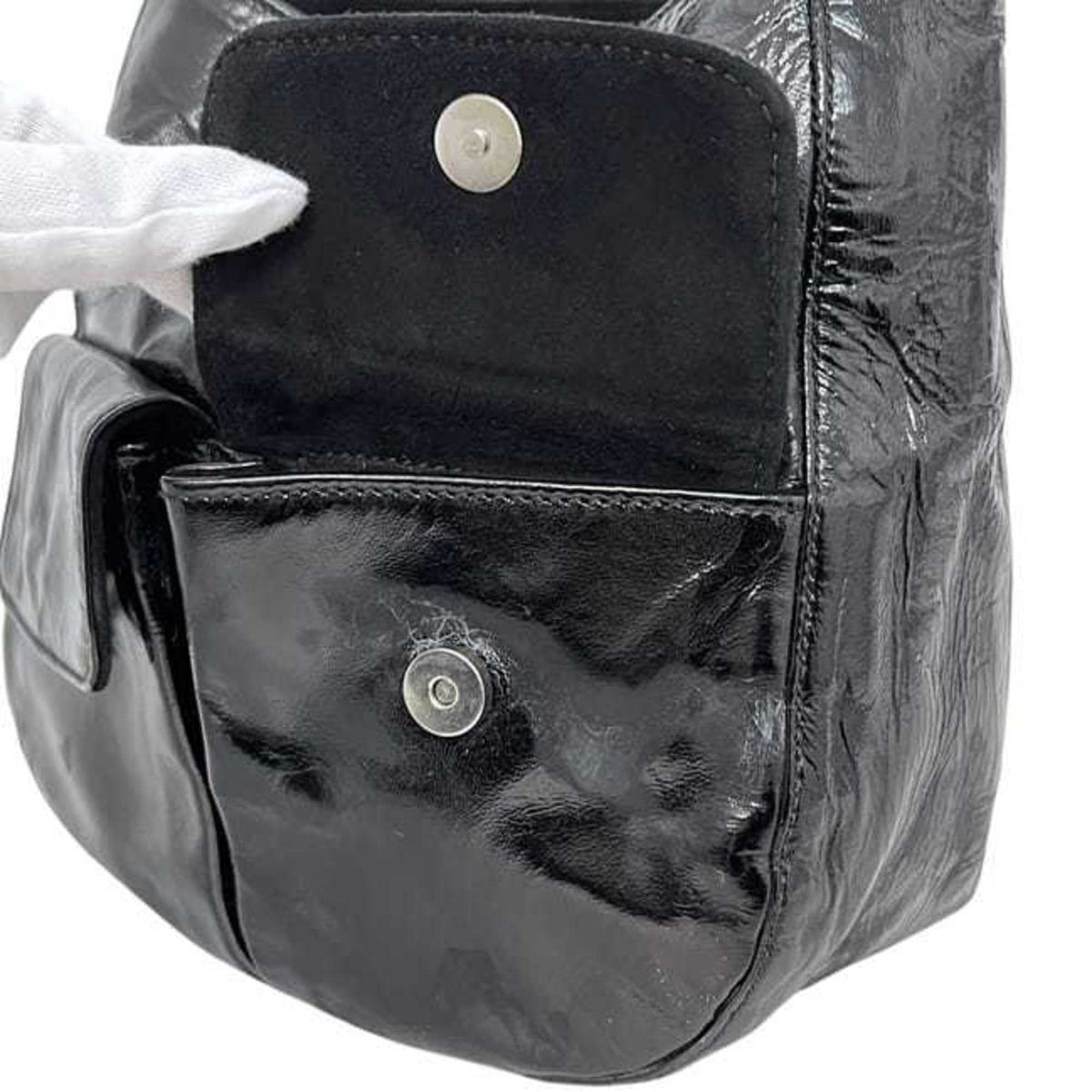Prada Black Nero Patent Leather Handbag Tote Bag (Pre-Owned)