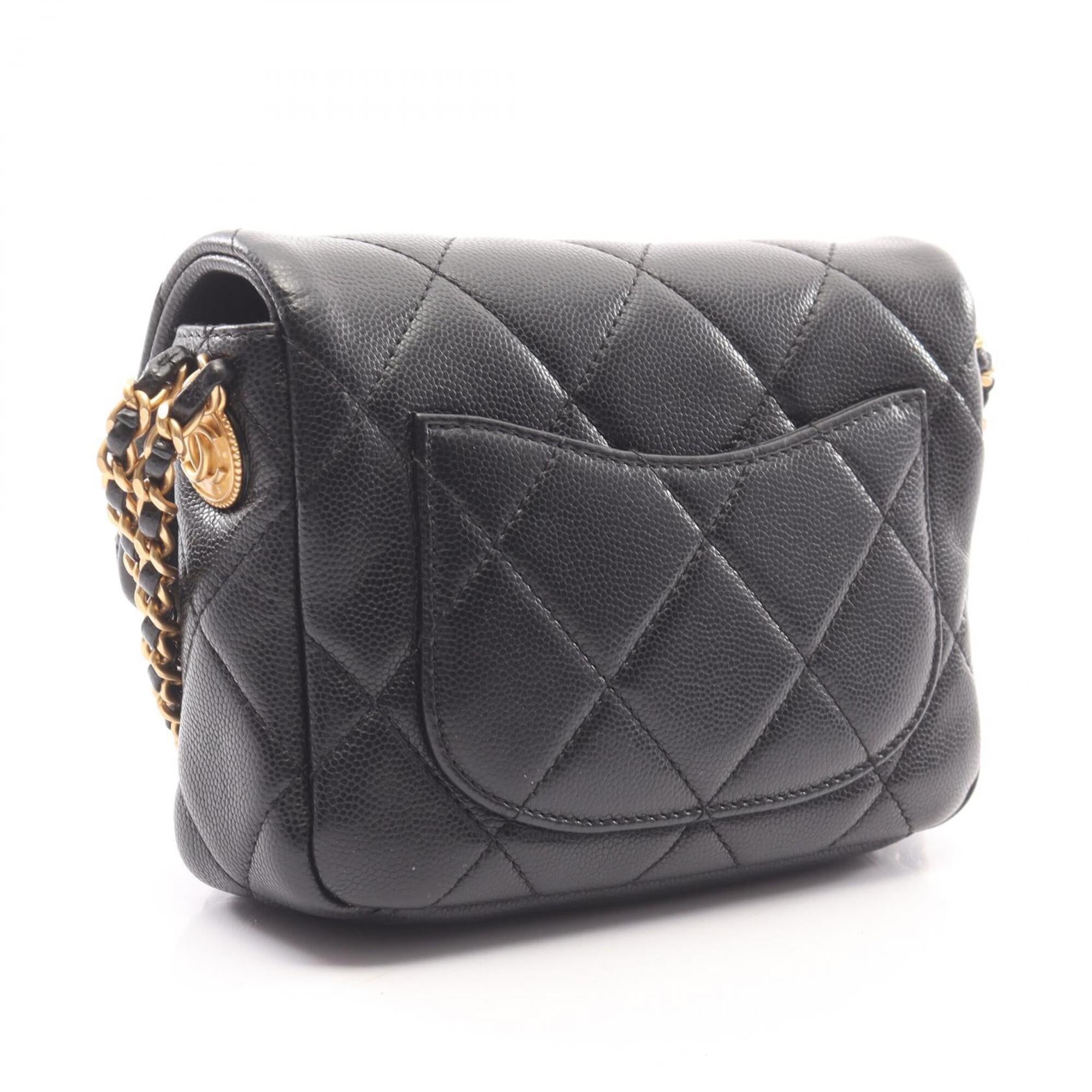 Chanel Black Grained Calfskin Handbag Shoulder Bag (Pre-Owned)