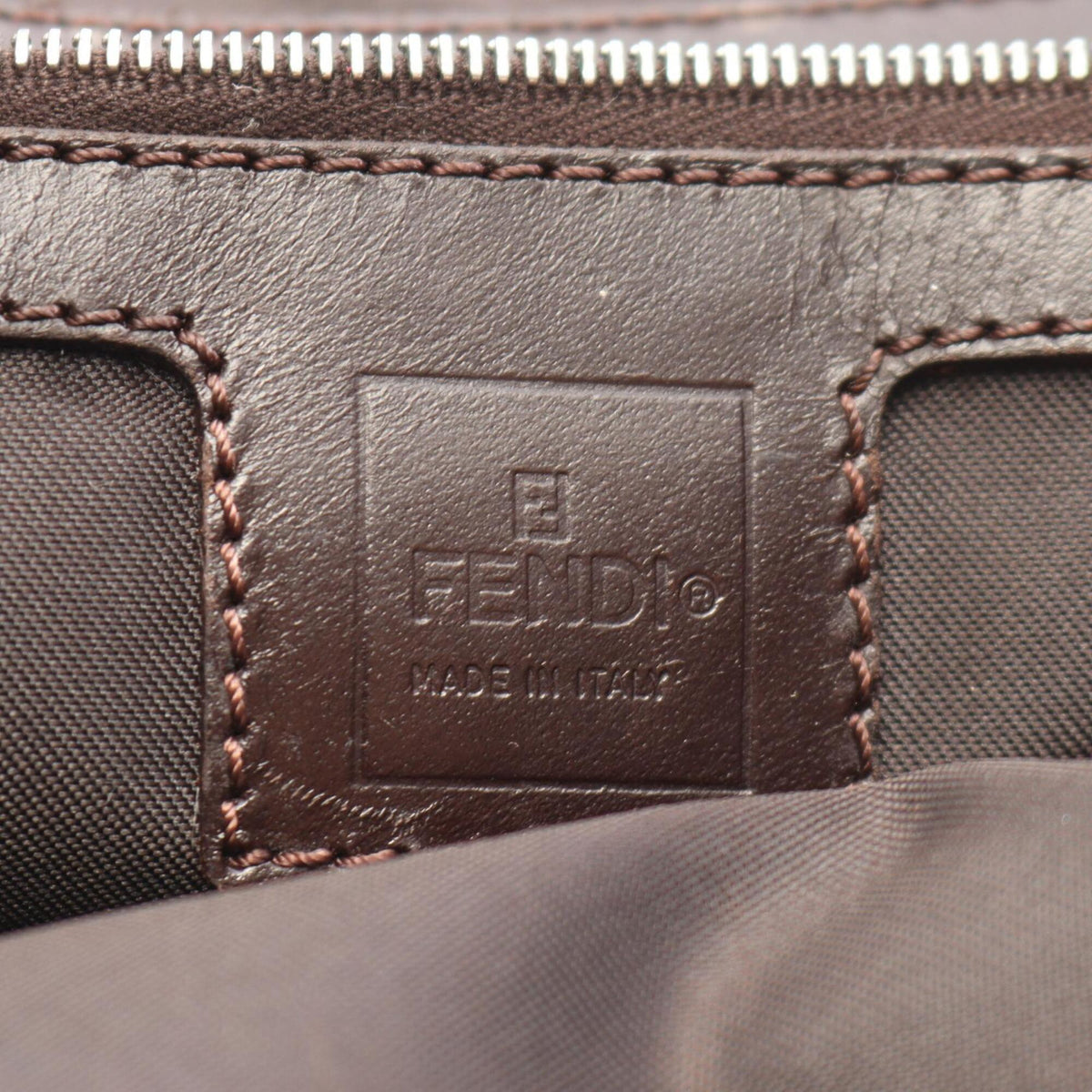 Fendi Zucca Black Brown Canvas Leather Handbag Tote Bag (Pre-Owned)