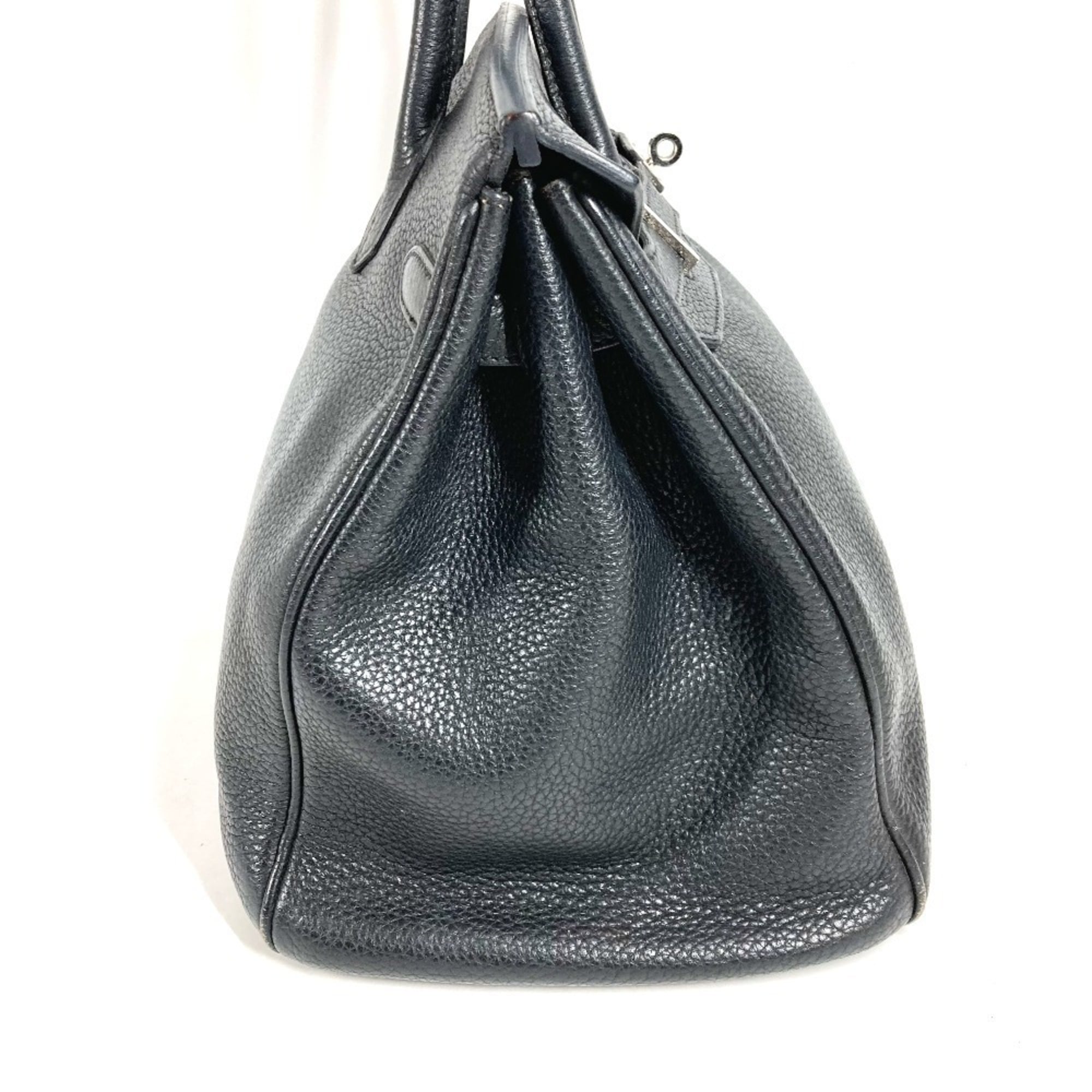 Hermes Birkin Black Leather Handbag Tote Bag (Pre-Owned)