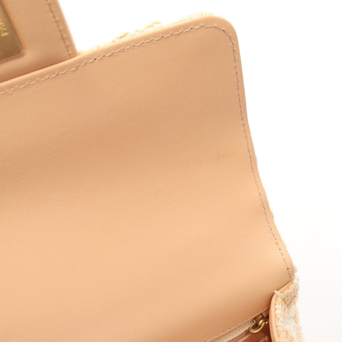 Chanel Pink White Fabric Leather Handbag Shoulder Bag (Pre-Owned)