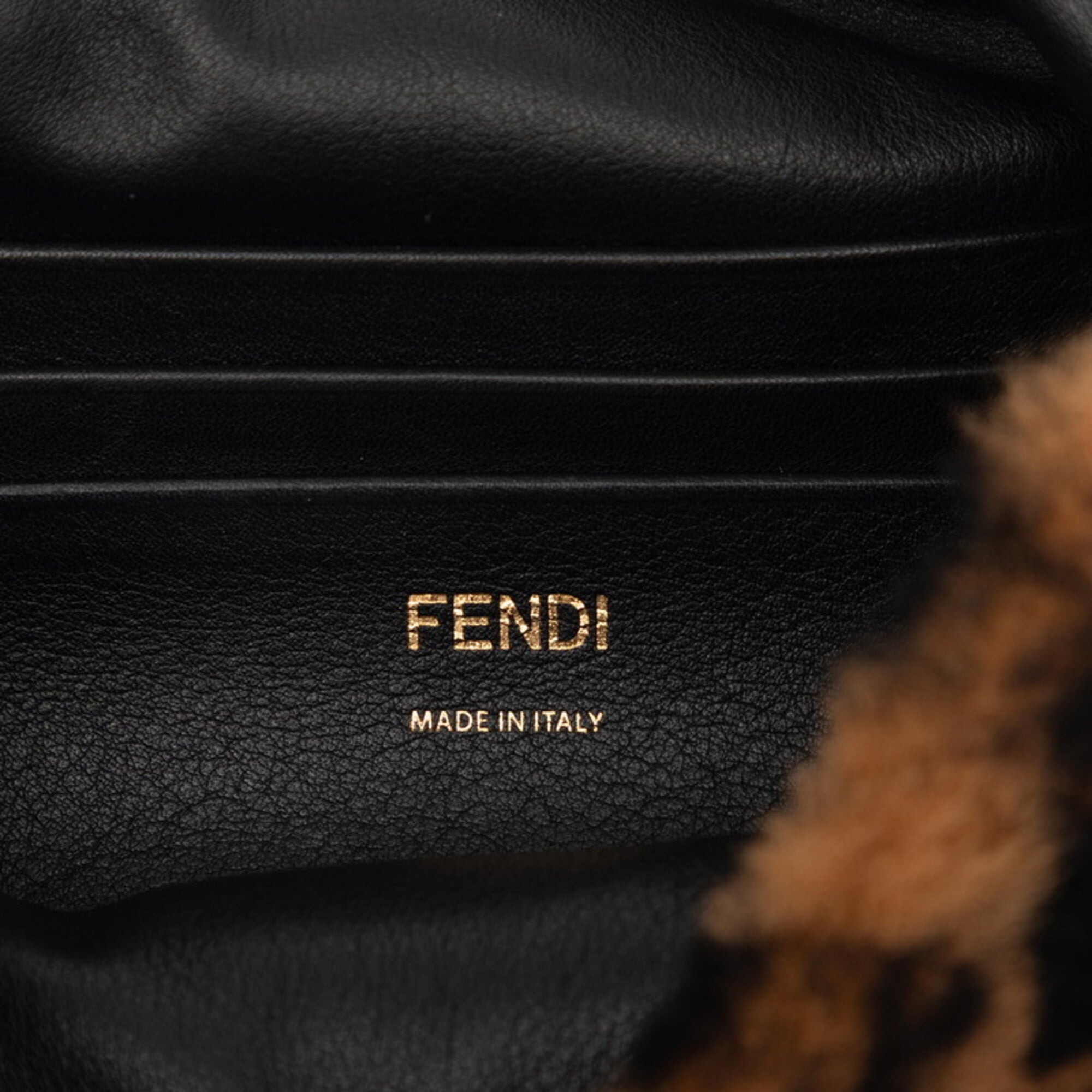 Fendi Zucca Brown Leather Handbag Shoulder Bag (Pre-Owned)