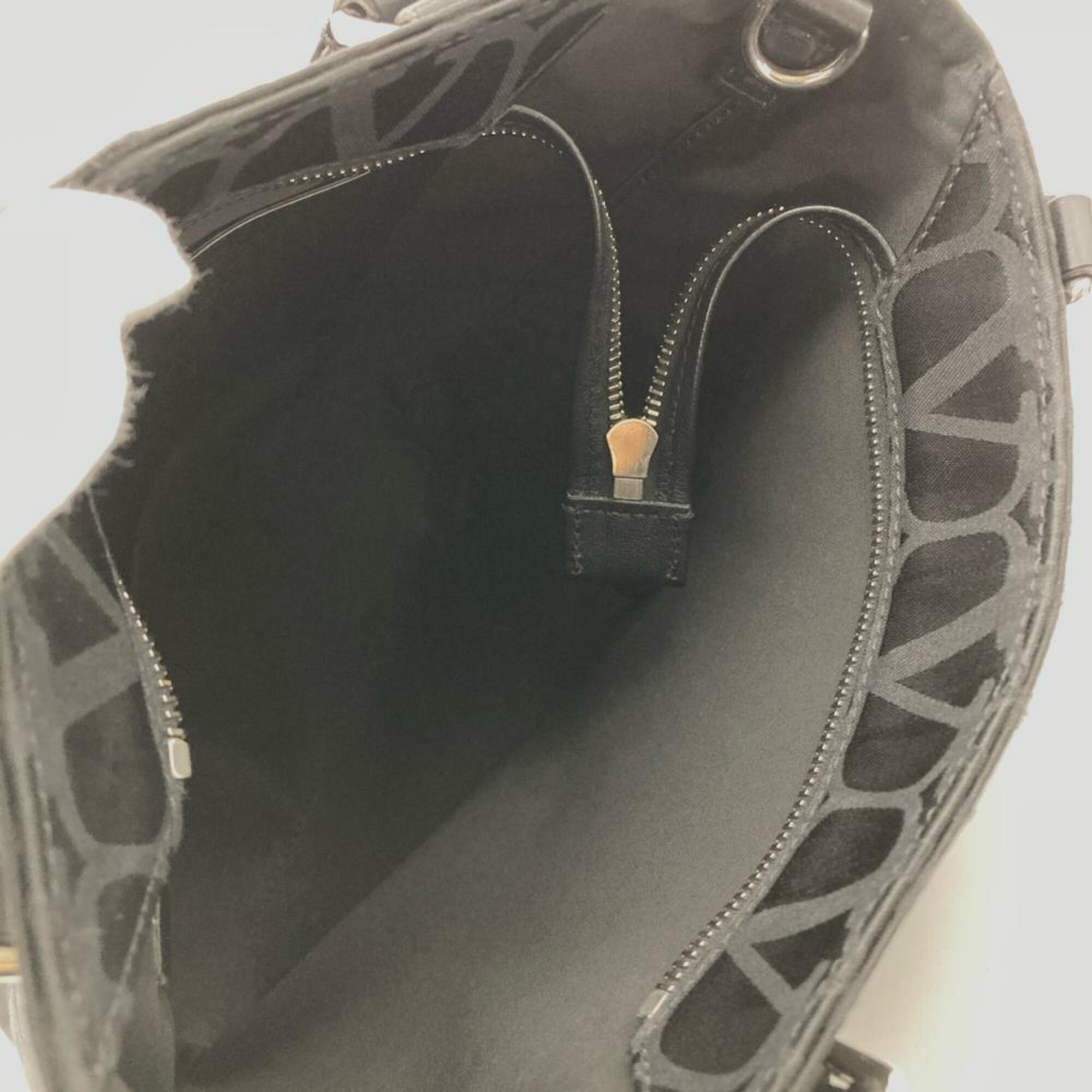 Valentino Black Leather Handbag Shoulder Bag Tote Bag (Pre-Owned)