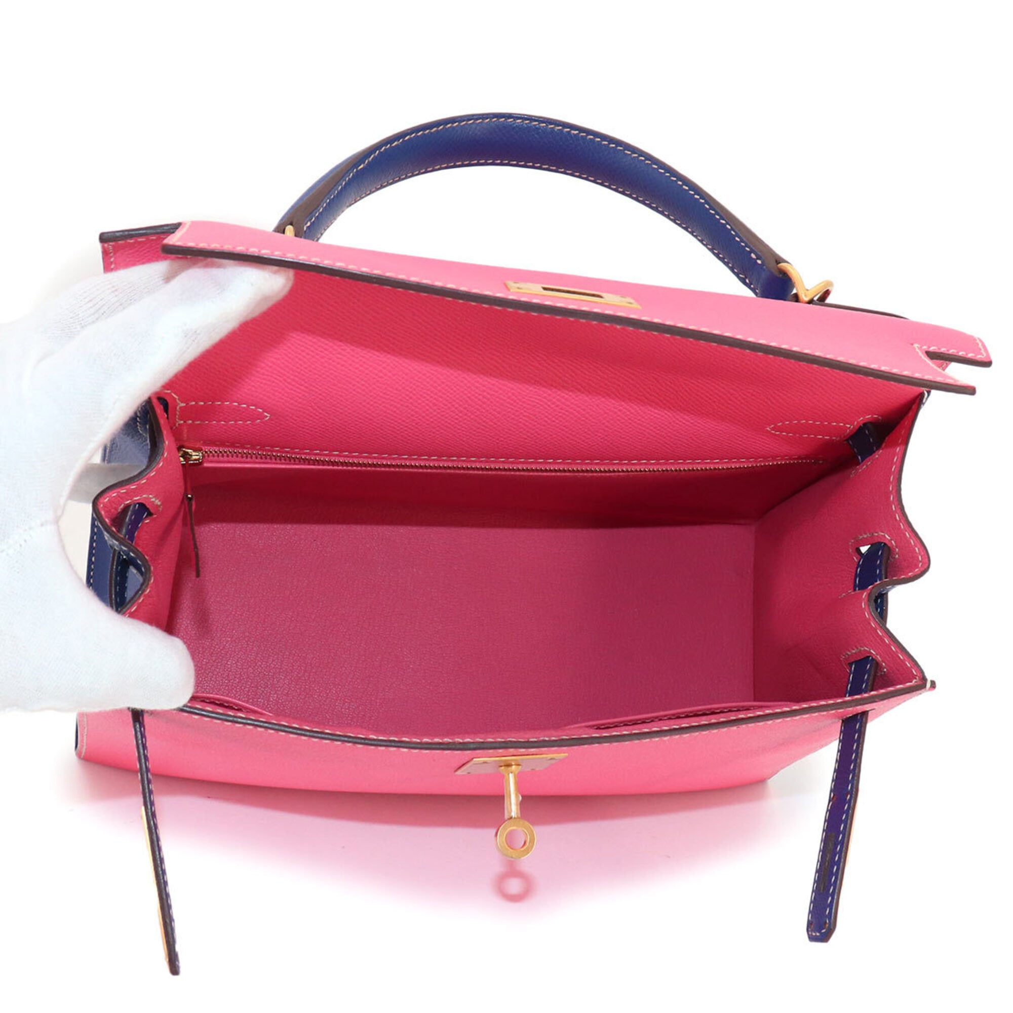 Hermes Blue Electric Rose Azalee Epsom Leather Handbag (Pre-Owned)