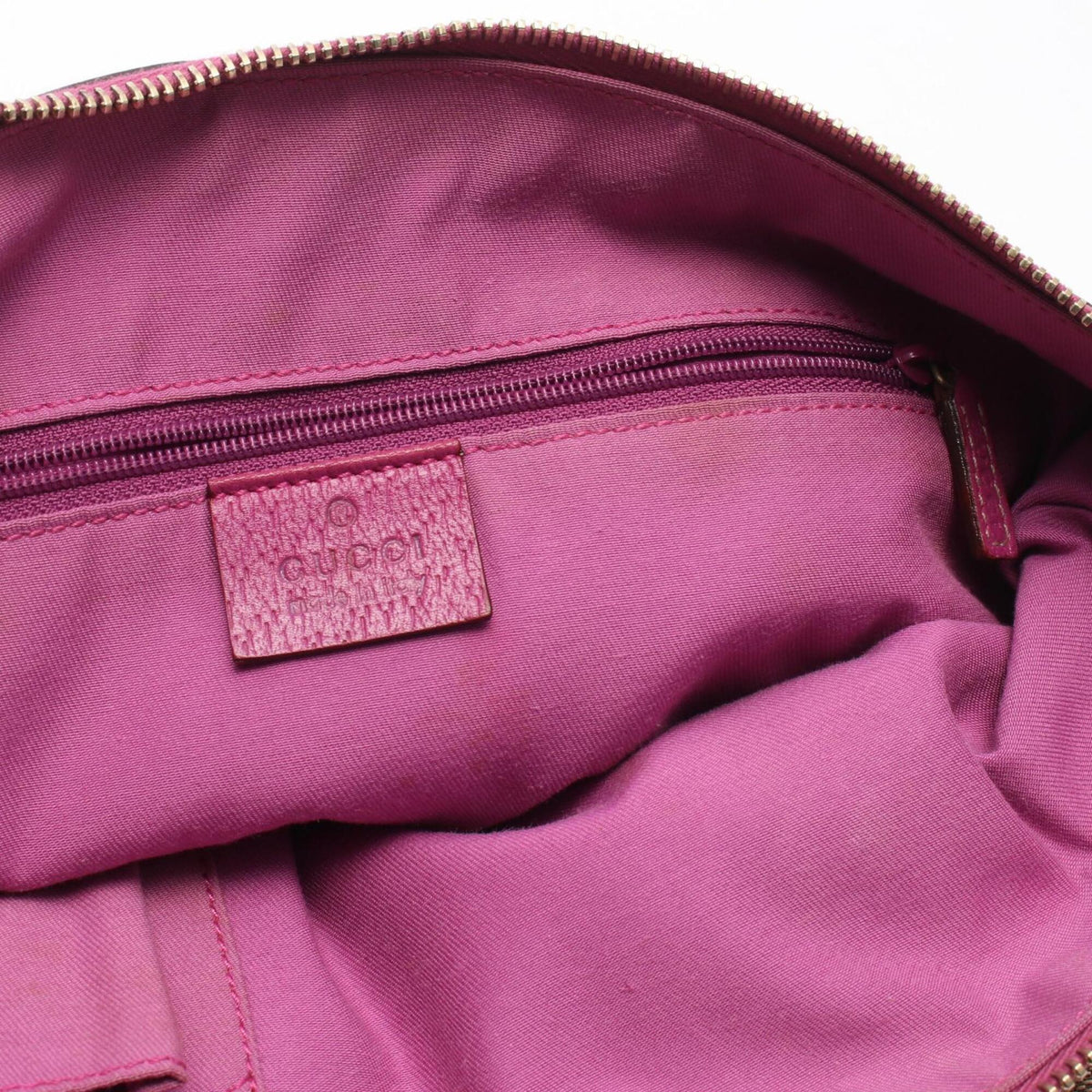 Gucci Abbey Beige Brown Purple Gg Canvas Leather Tote Bag (Pre-Owned)