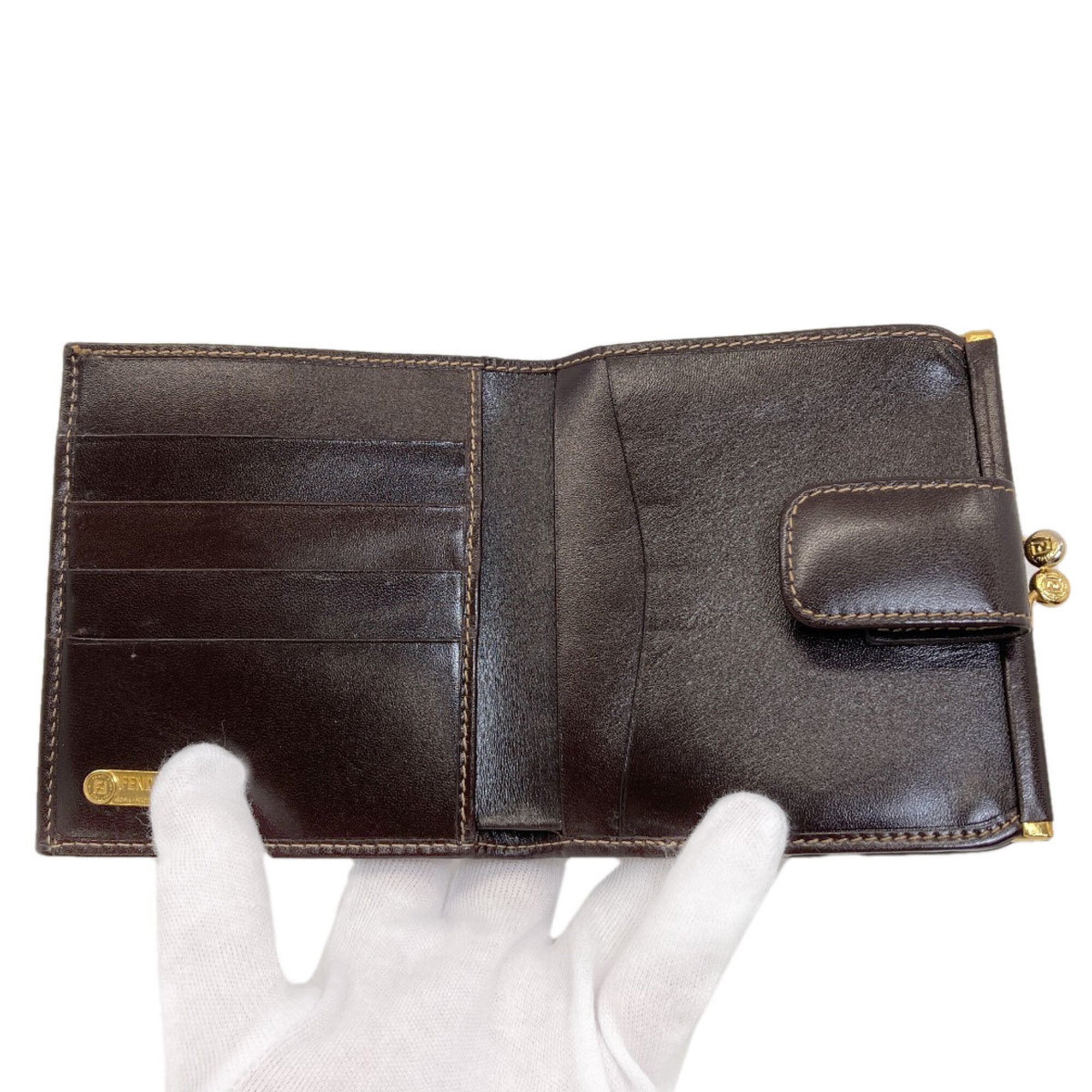 Fendi Brown Canvas Leather Wallet (Bi-Fold) (Pre-Owned)