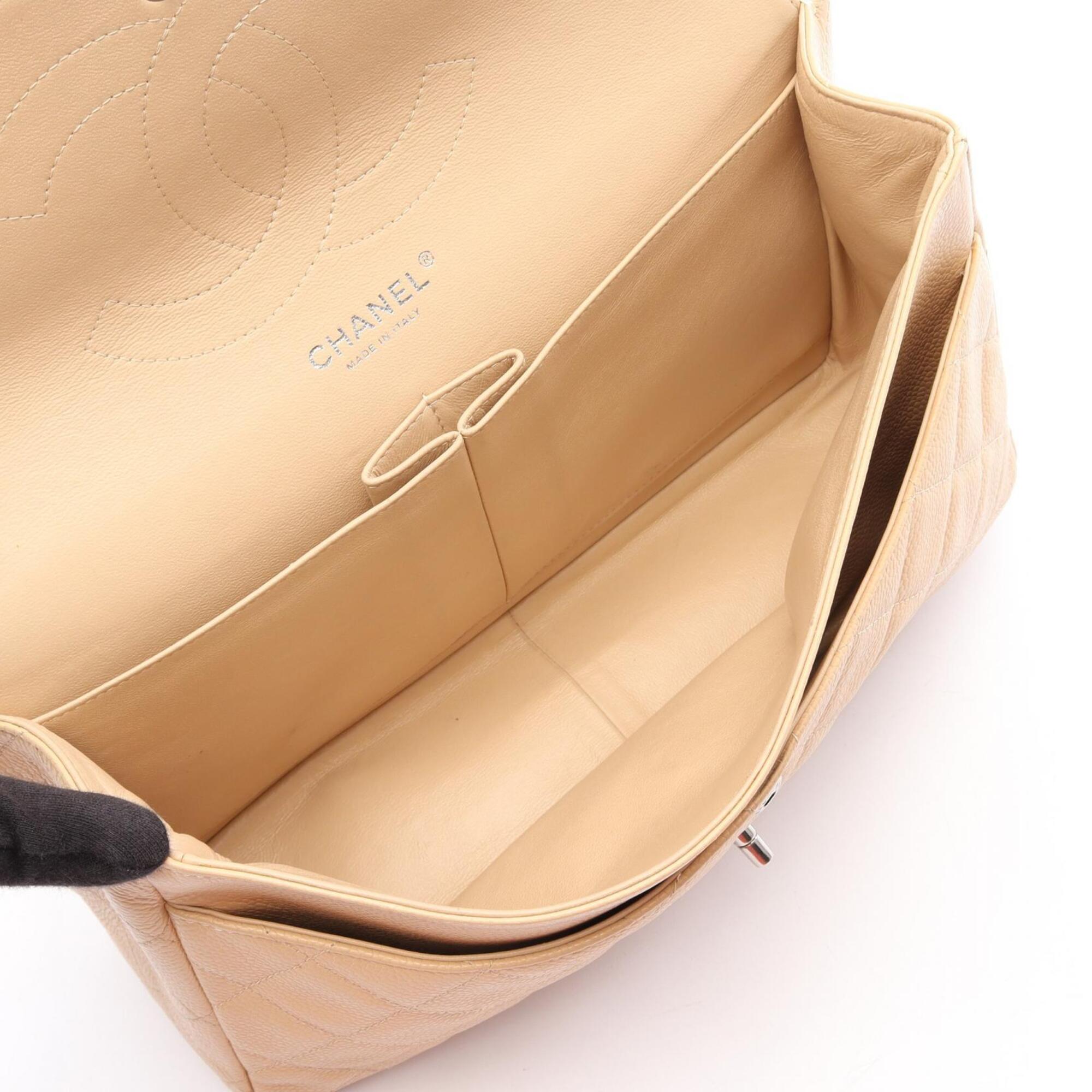 Chanel Beige Grained Calfskin Handbag Shoulder Bag (Pre-Owned)