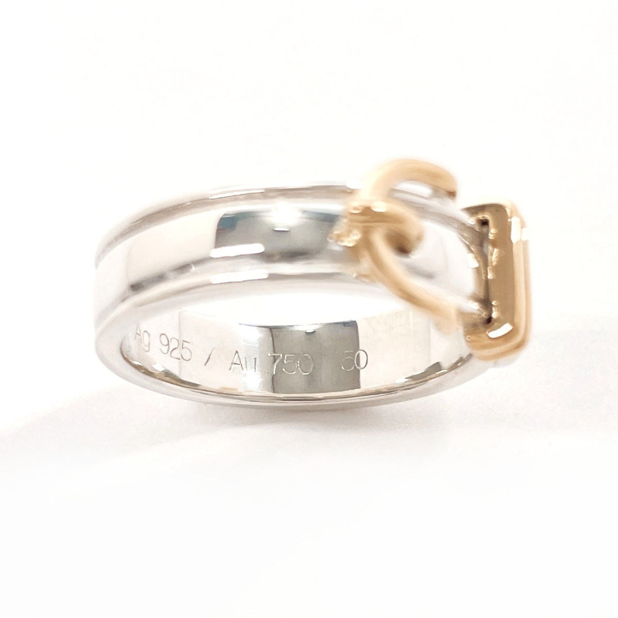 Hermes Gold Silver Yellow Gold (18K) Silver 925 Band Ring (Pre-Owned)