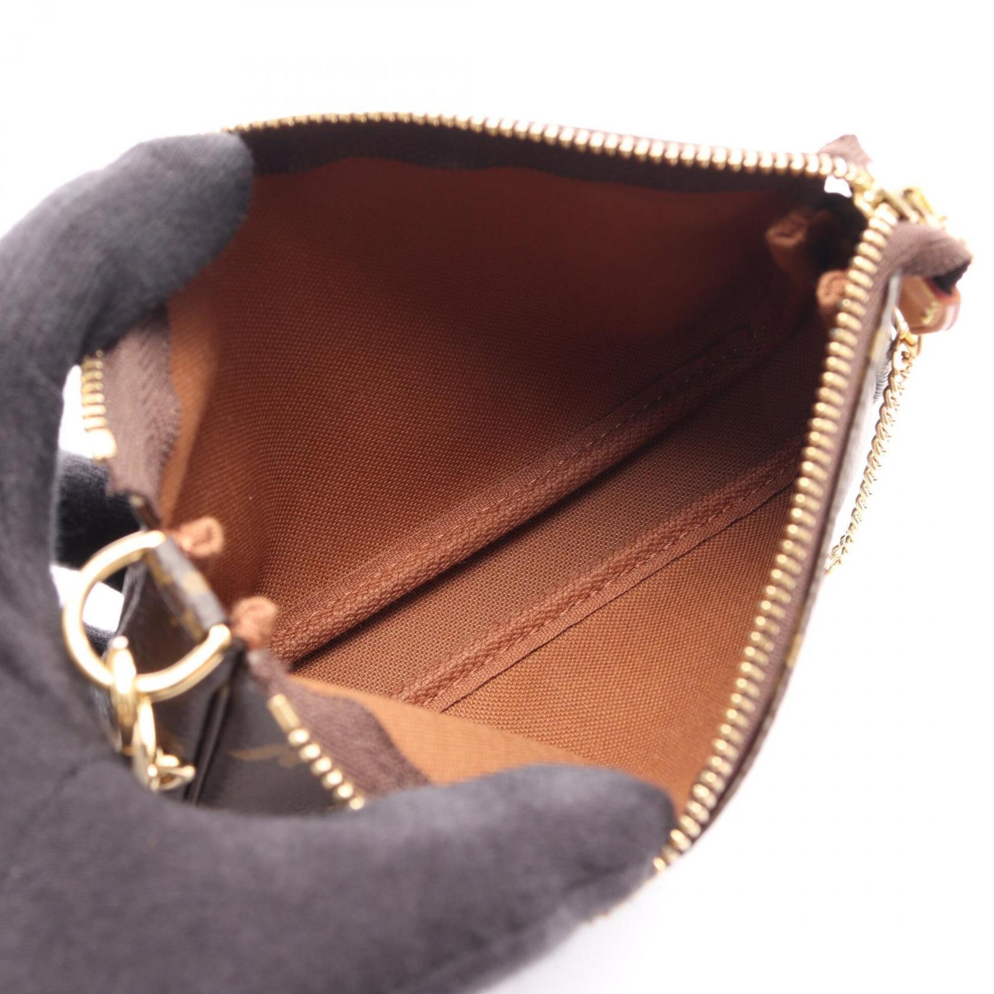 Louis Vuitton Brown Coated Canvas Leather Handbag Pochette (Pre-Owned)