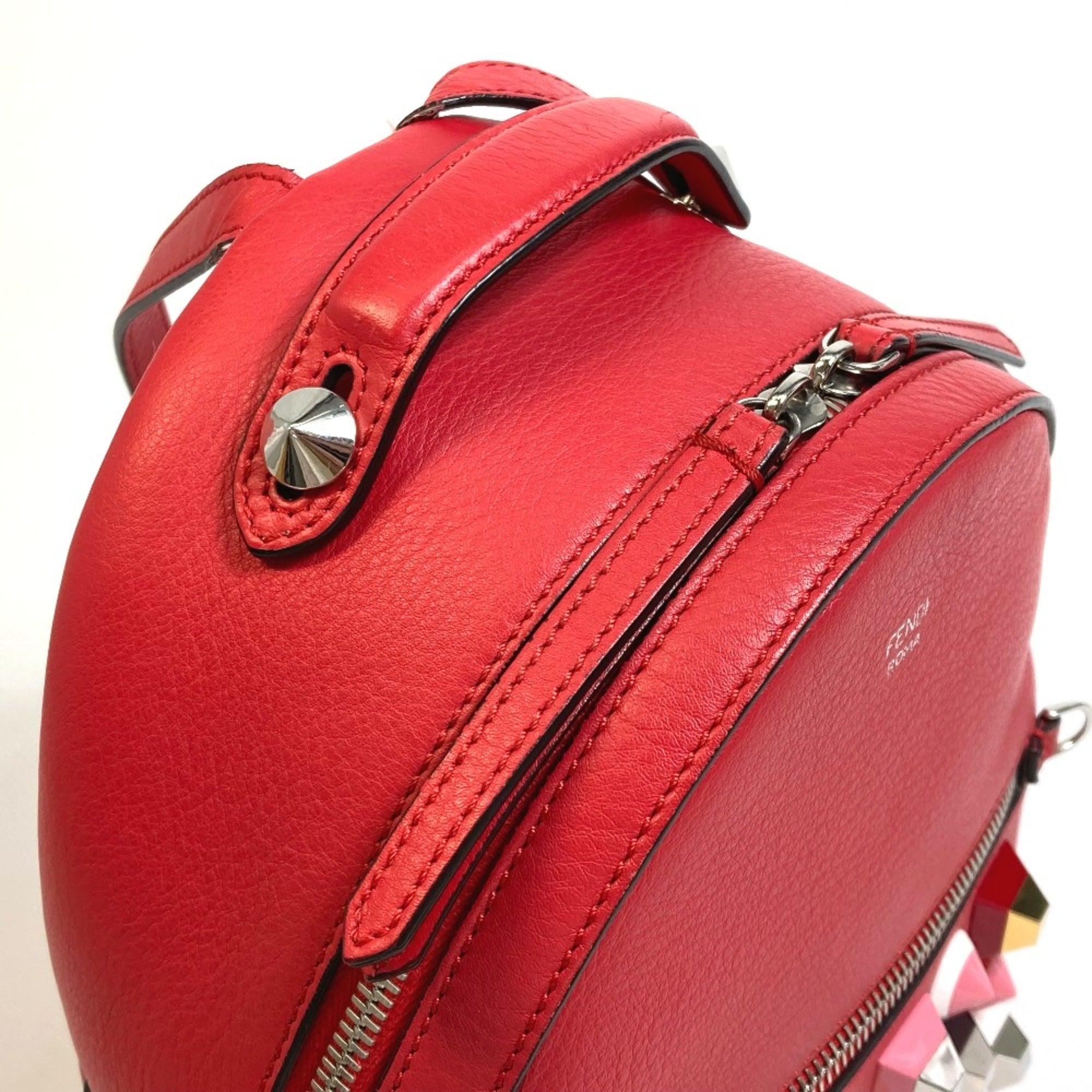 Fendi Red Leather Backpack (Pre-Owned)
