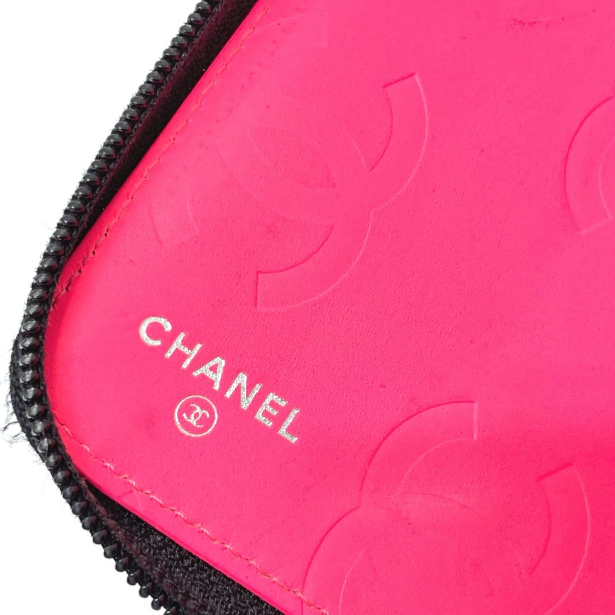 Chanel Cambon Black Pink Leather Long Wallet (Bi-Fold) (Pre-Owned)