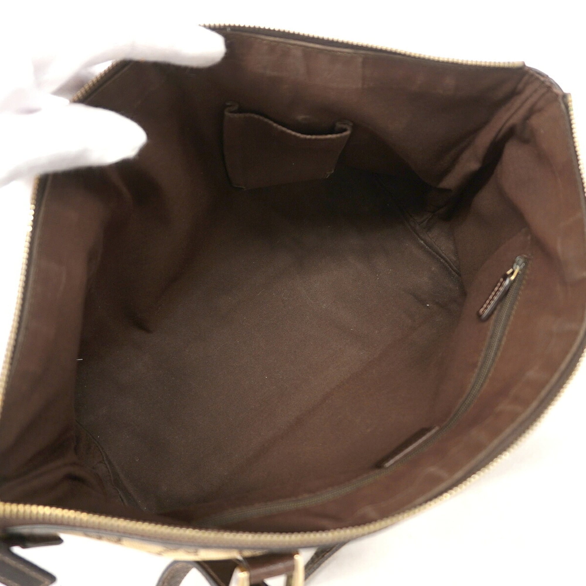 Gucci Brown Canvas Handbag (Pre-Owned)