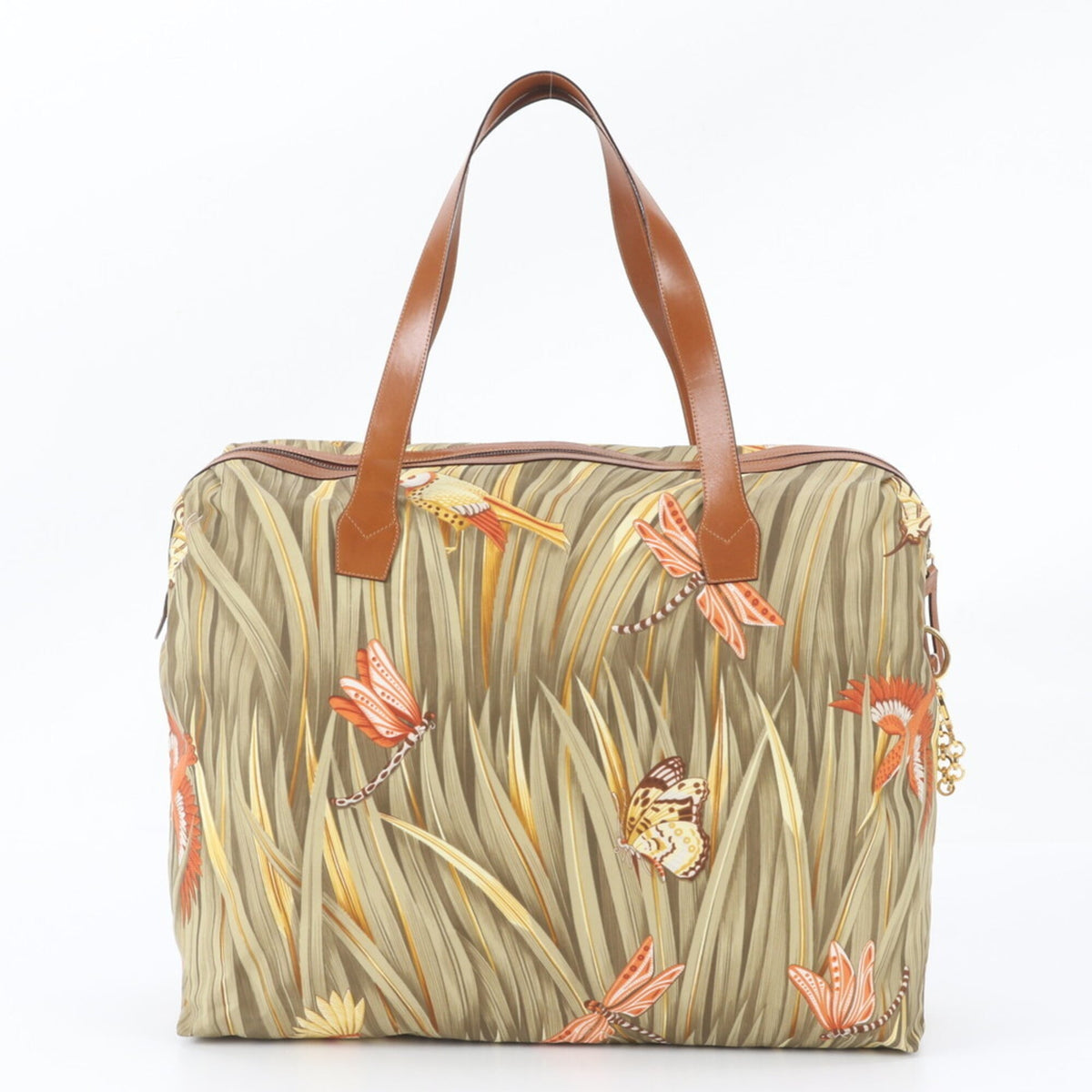 Salvatore Ferragamo Brown Multi-Color Leather Nylon Boston Bag Tote Bag (Pre-Owned)