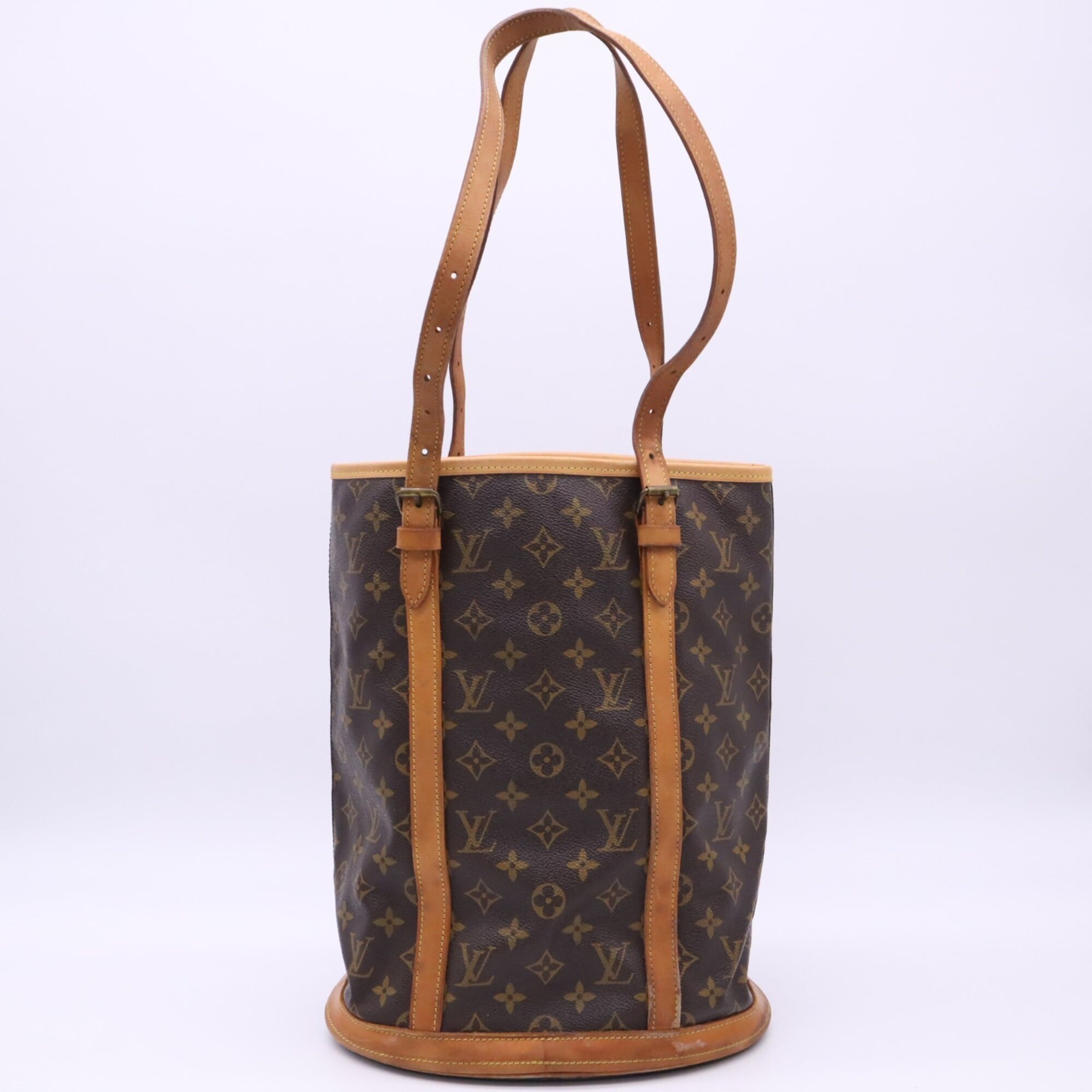 Louis Vuitton Monogram Beige Brown Coated Canvas Leather Handbag (Pre-Owned)