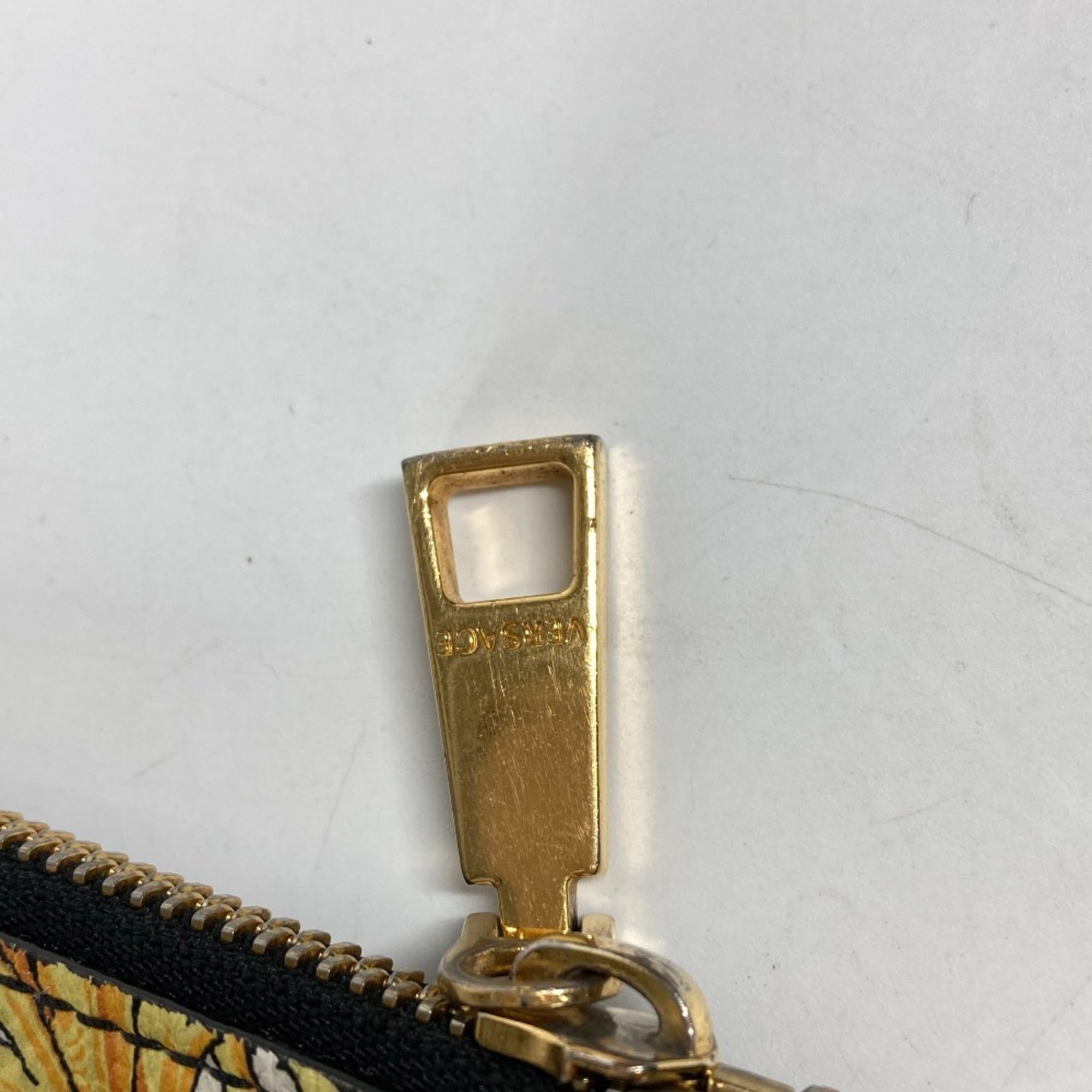 Versace Black Yellow Leather Clutch Bag Pouch (Pre-Owned)