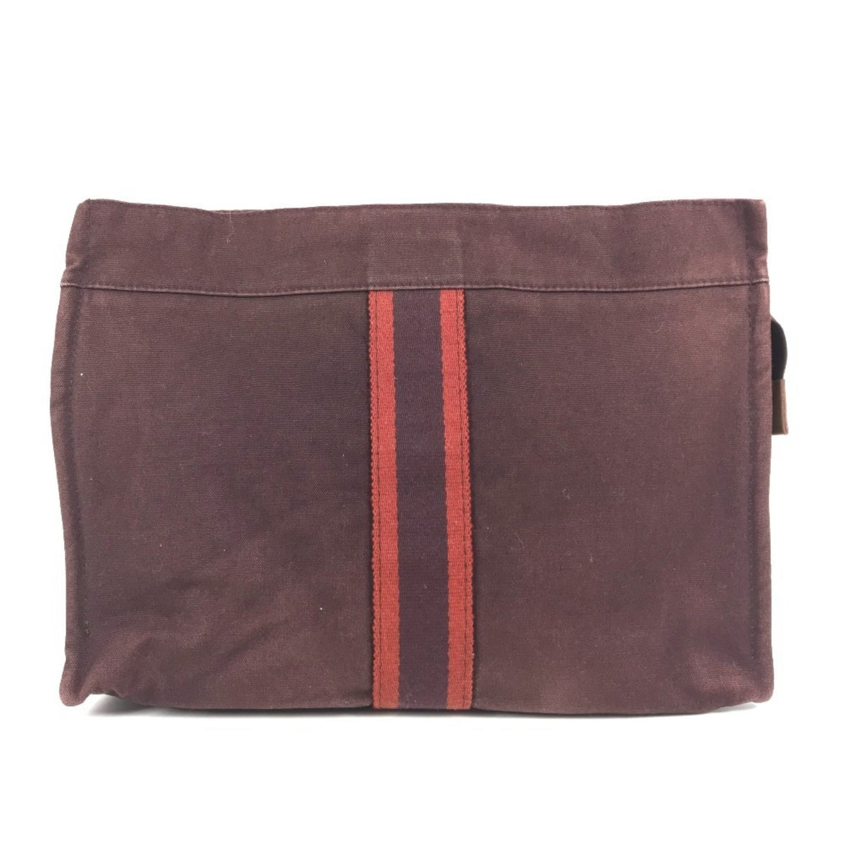 Hermes Red Color Wine Cotton Clutch Bag Pouch (Pre-Owned)