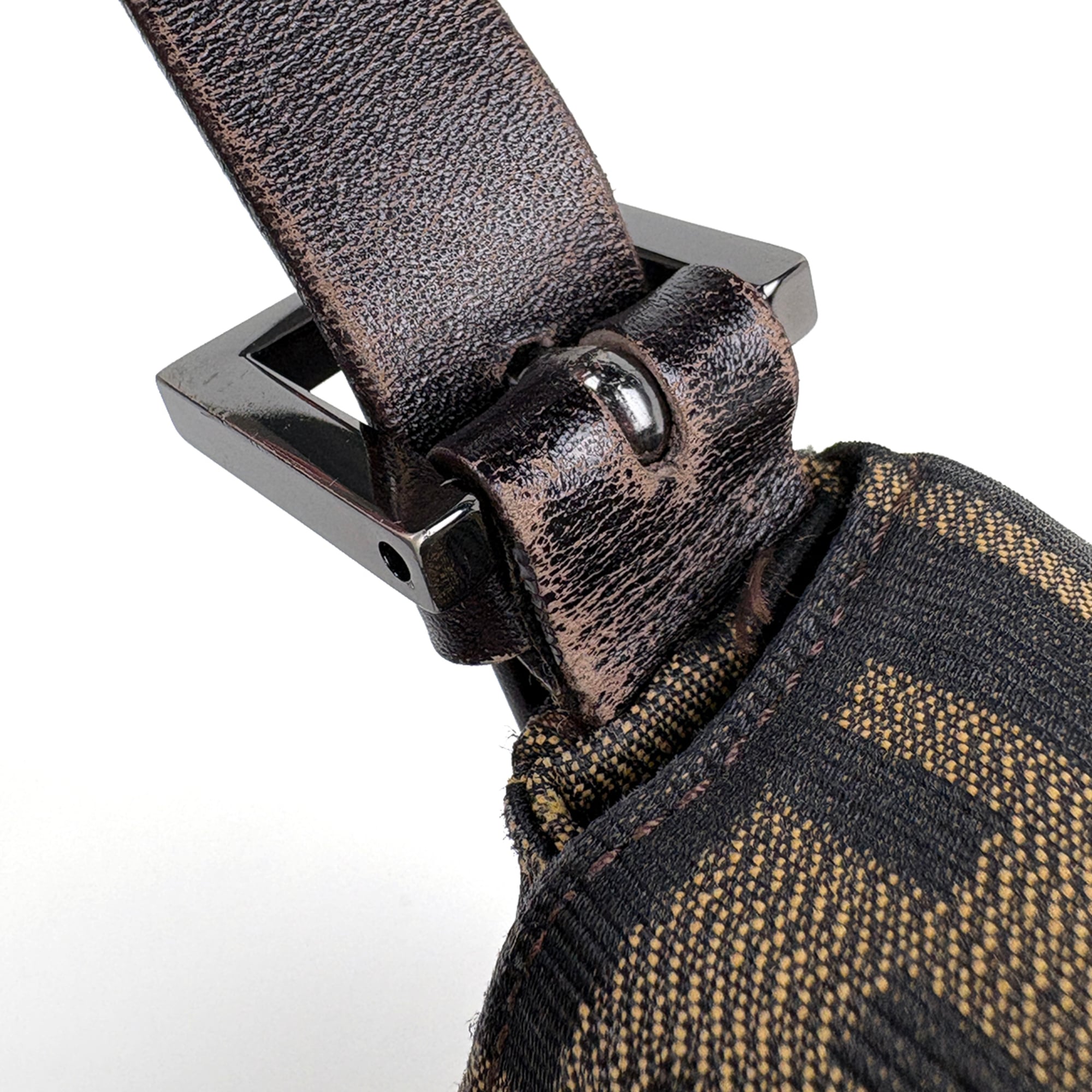 Fendi Zucca Brown Canvas Leather Shoulder Bag (Pre-Owned)