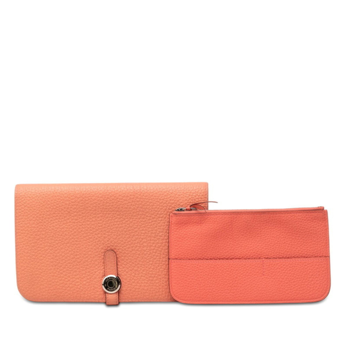 Hermes Pink Taurillon Clemence Leather Long Wallet (Bi-Fold) (Pre-Owned)