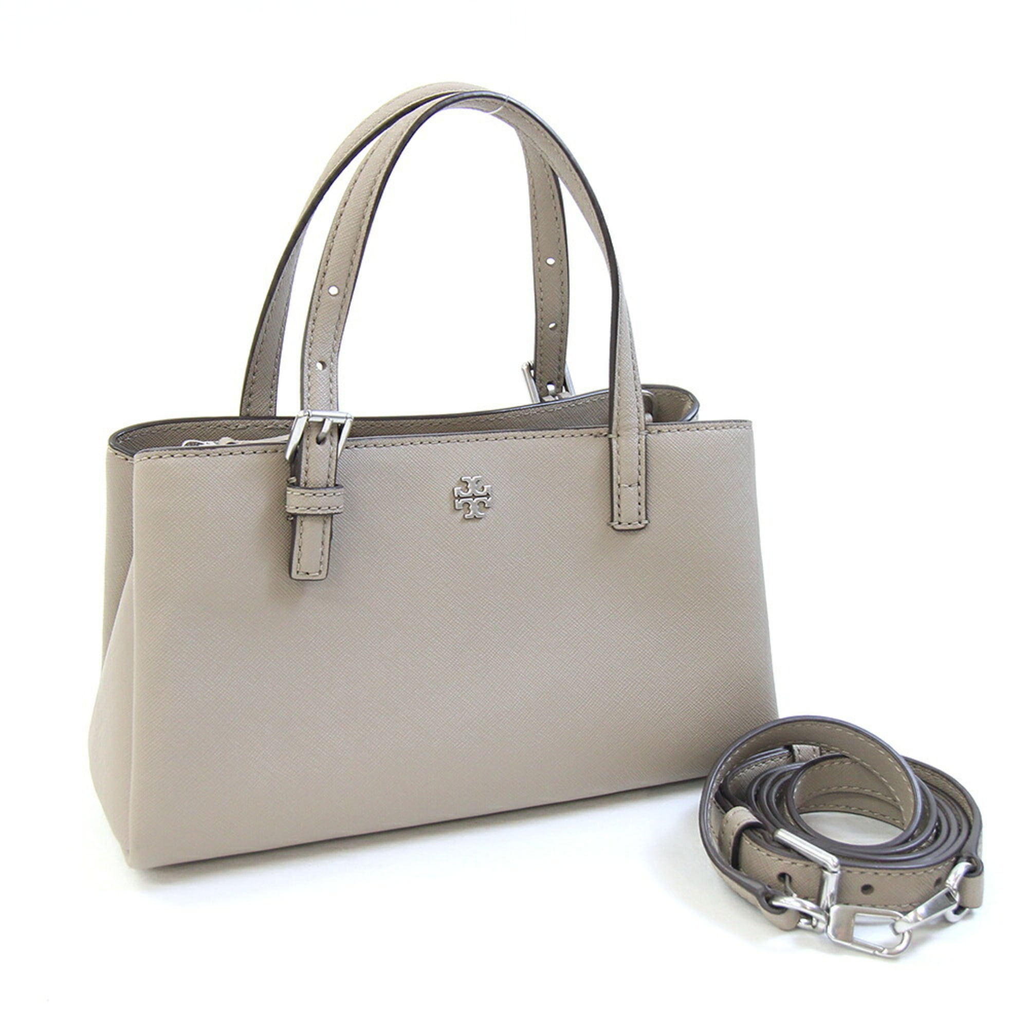 Tory Burch Grayish Leather Handbag (Pre-Owned)