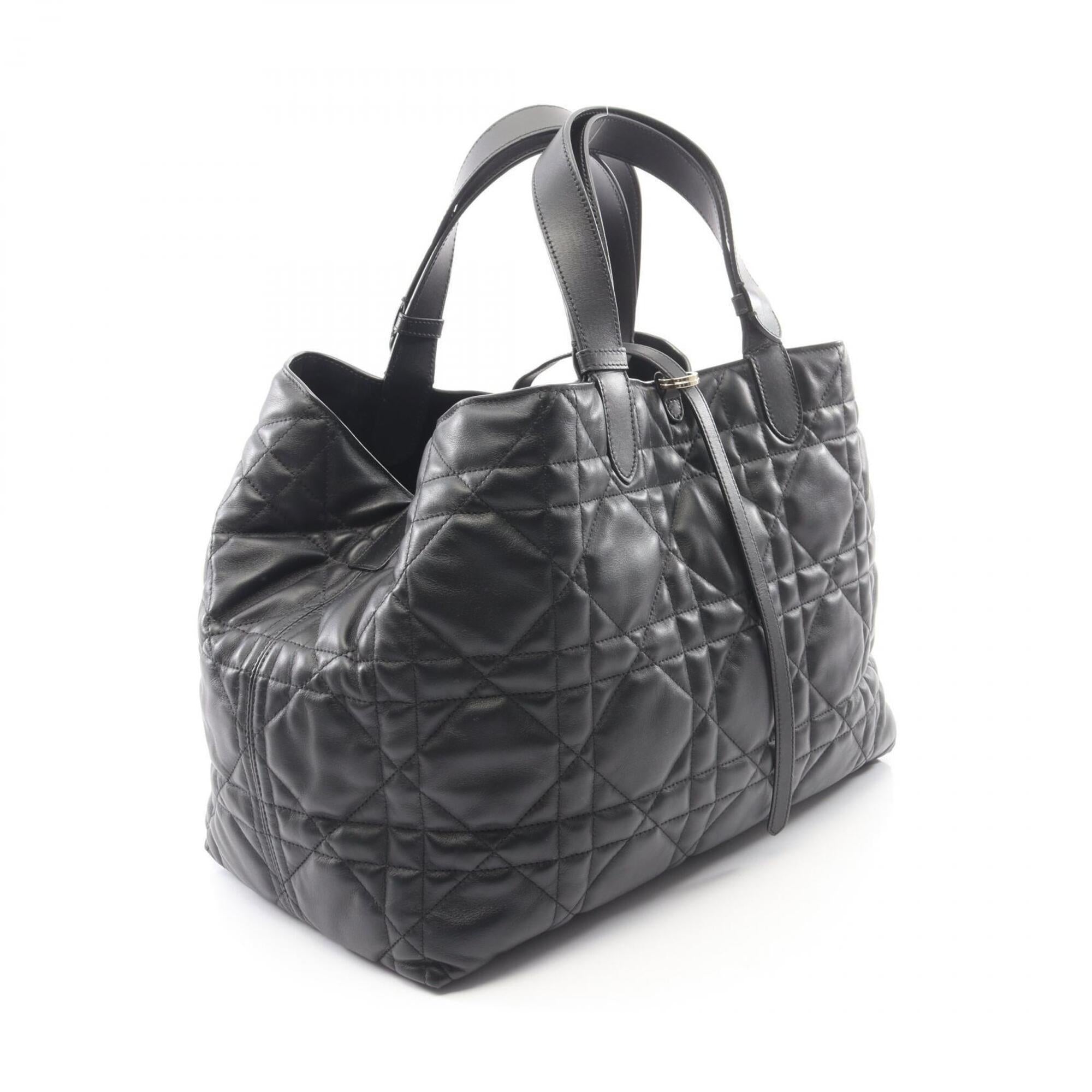 Christian Dior Black Leather Handbag Pouch Tote Bag (Pre-Owned)