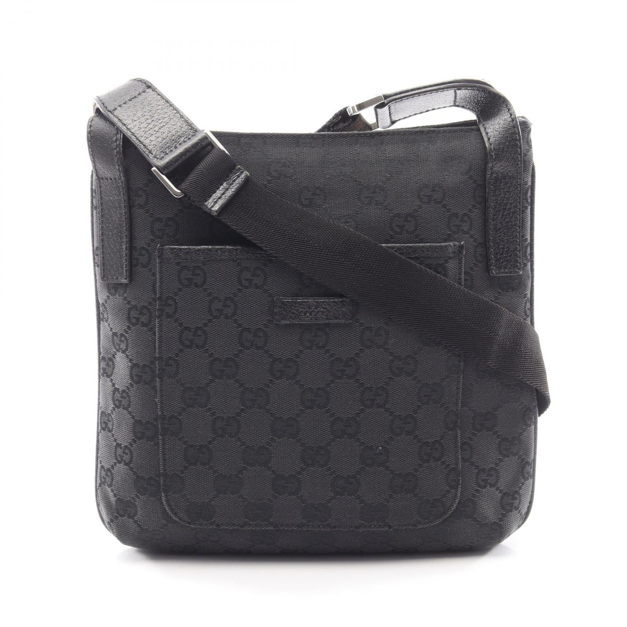 Gucci Black Canvas Leather Handbag Shoulder Bag (Pre-Owned)