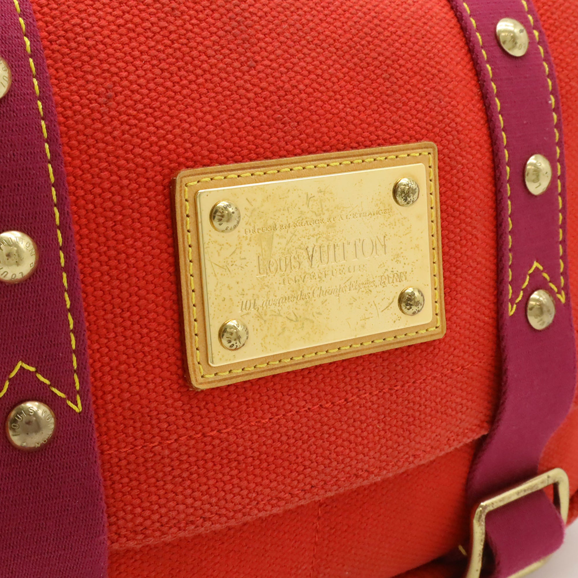 Louis Vuitton Red Color Rouge Canvas Shoulder Bag (Pre-Owned)