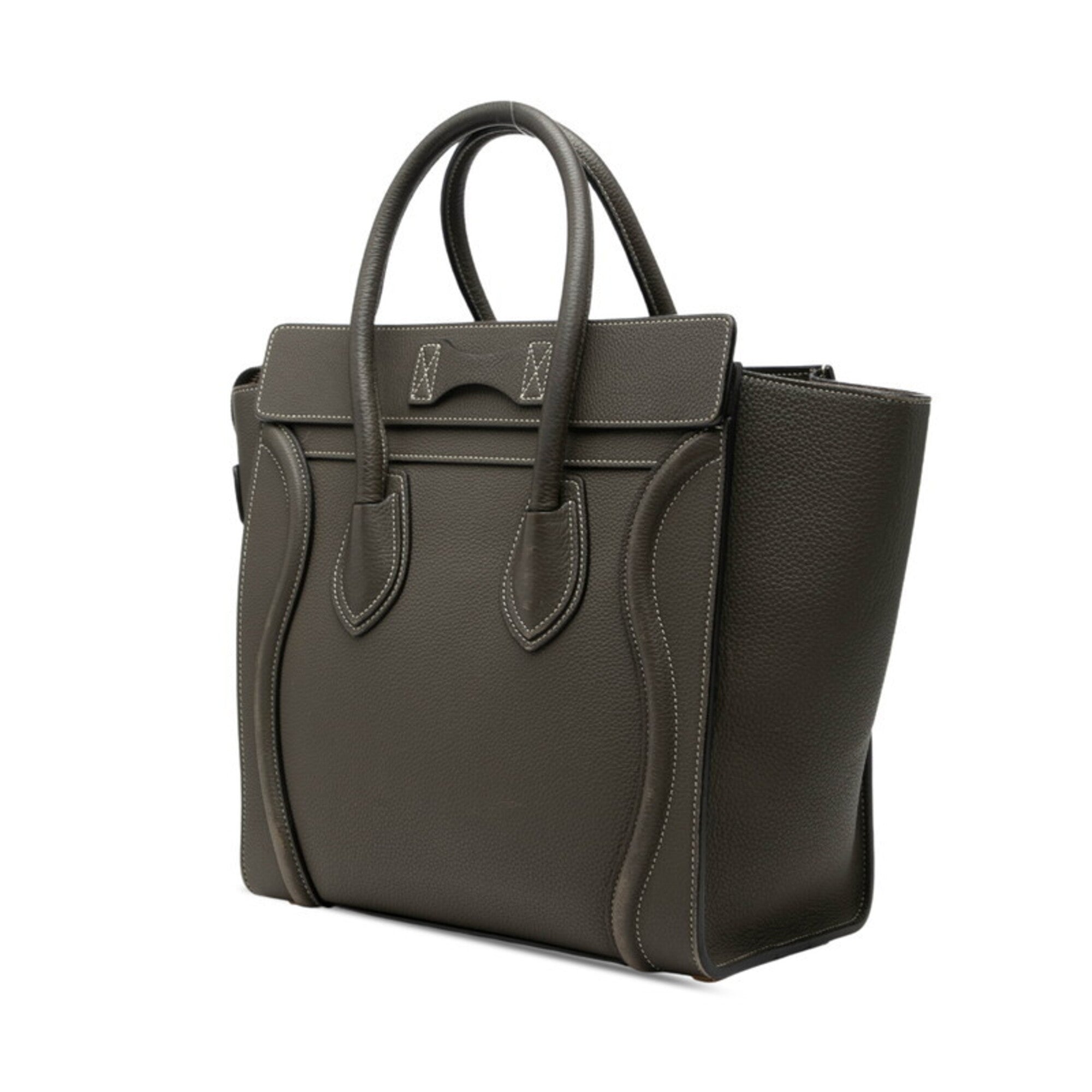 Celine Gray Green Khaki Leather Handbag (Pre-Owned)